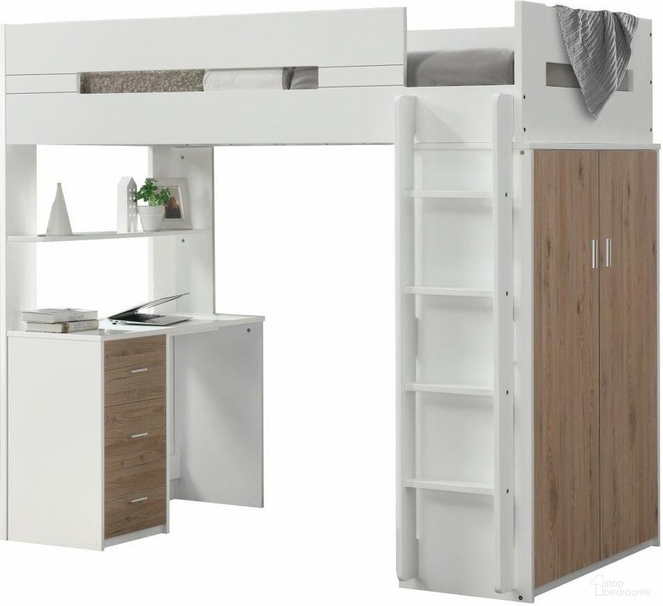 Homeroots White And Oak Laminated Veneer Lumber Loft Bed