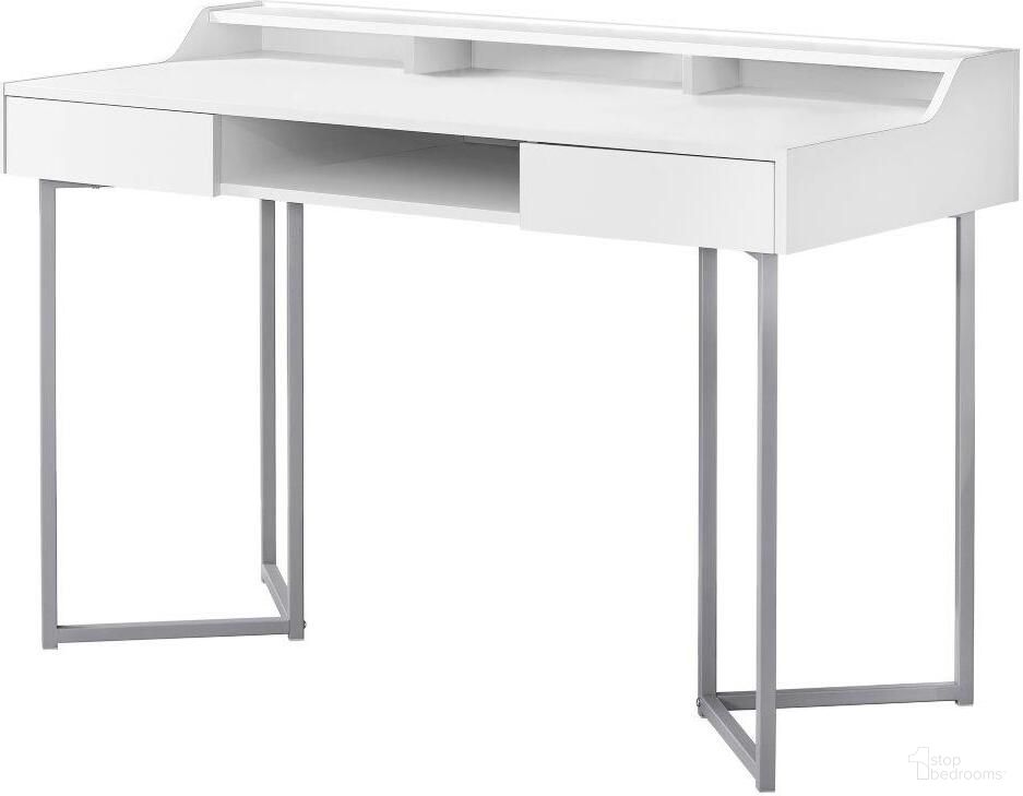 The appearance of Homeroots White And Silver Metal Computer Desk 333484 designed by Homeroots in the modern / contemporary interior design. This white and silver piece of furniture was selected by 1StopBedrooms from to add a touch of cosiness and style into your home. Sku: 333484. Material: MDF.