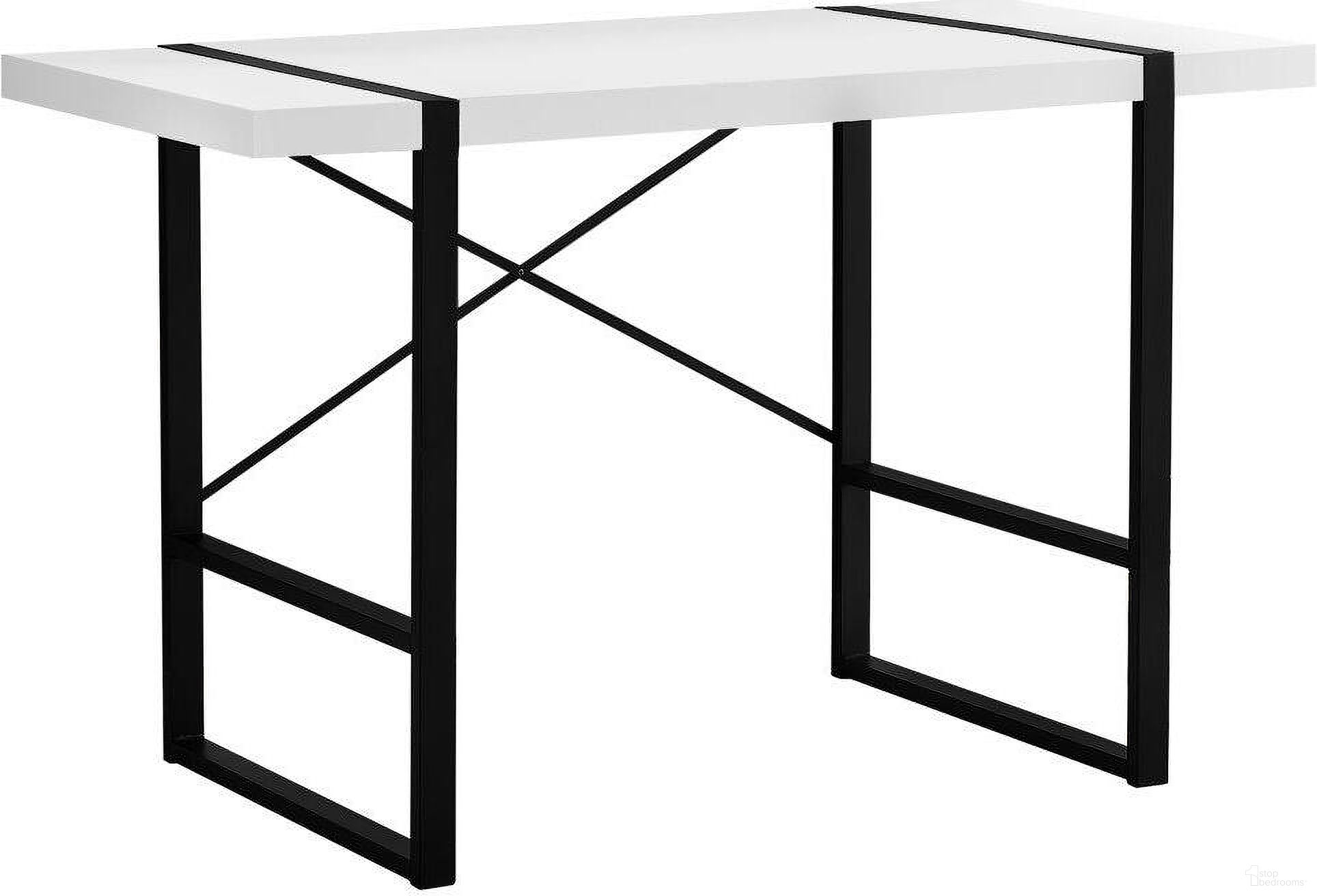 The appearance of Homeroots White Black Particle Board Hollow Core Metal Computer Desk designed by Homeroots in the modern / contemporary interior design. This white and black piece of furniture was selected by 1StopBedrooms from to add a touch of cosiness and style into your home. Sku: 333473. Material: MDF.