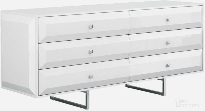 The appearance of Homeroots White Chrome Double Dresser Ex Tension designed by Homeroots in the modern / contemporary interior design. This white piece of furniture  was selected by 1StopBedrooms from  to add a touch of cosiness and style into your home. Sku: 370695.