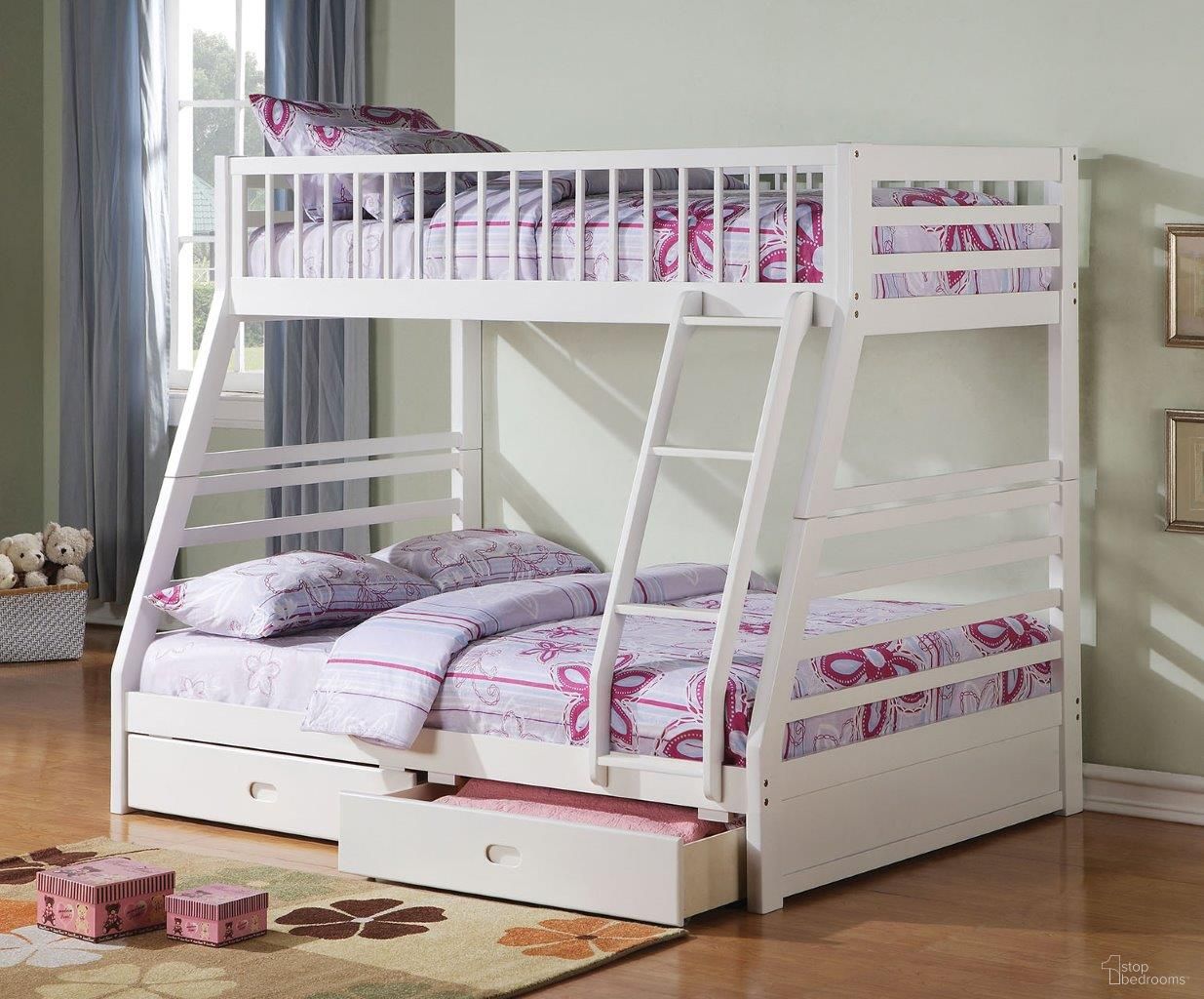 Homeroots White Pine Wood Twin Over Full Bunk Bed 285311