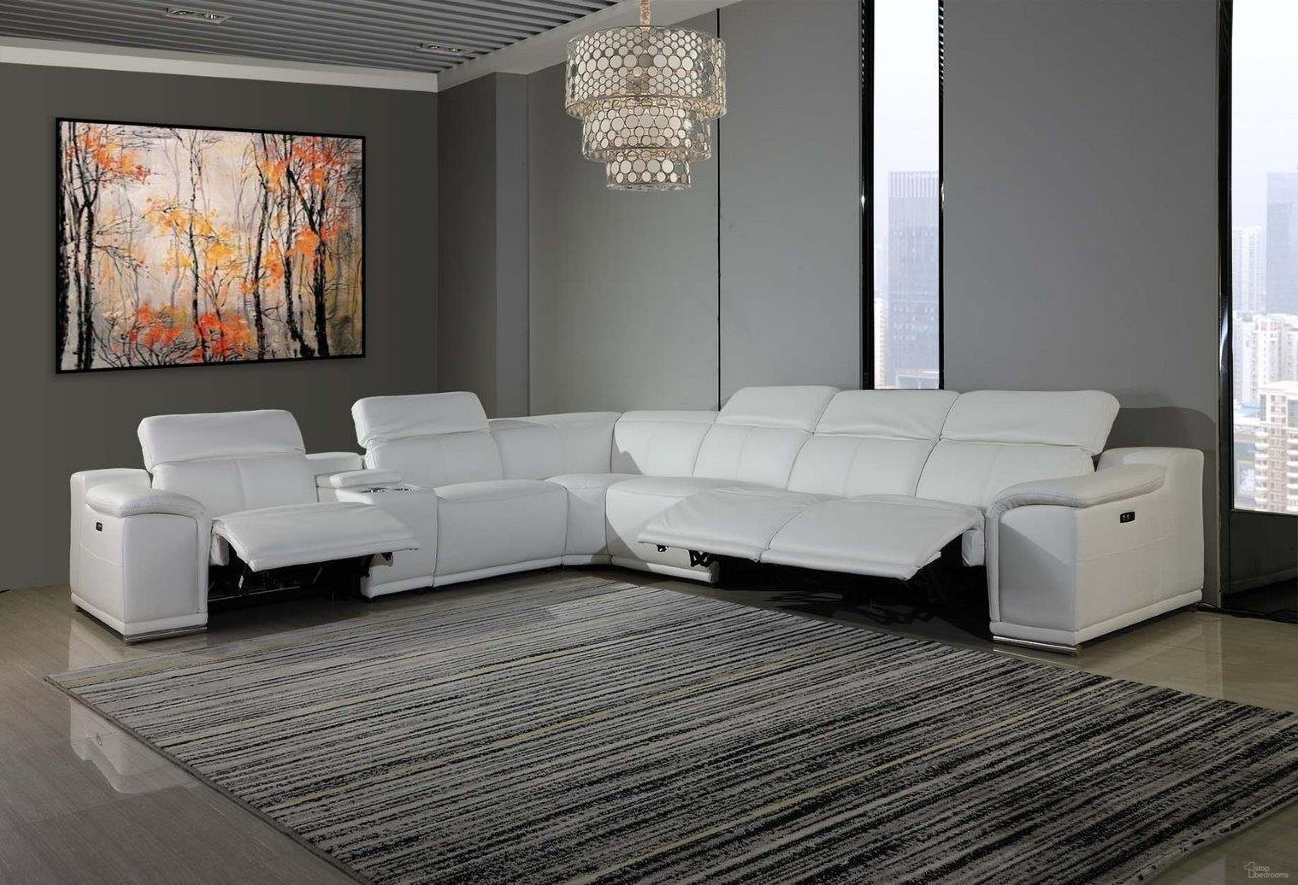 The appearance of Homeroots White Power Reclining 7 Piece Sectional with 1 Console 366362 designed by Homeroots in the modern / contemporary interior design. This white piece of furniture was selected by 1StopBedrooms from to add a touch of cosiness and style into your home. Sku: 366362. Material: Leather. Layout: L-Shape.