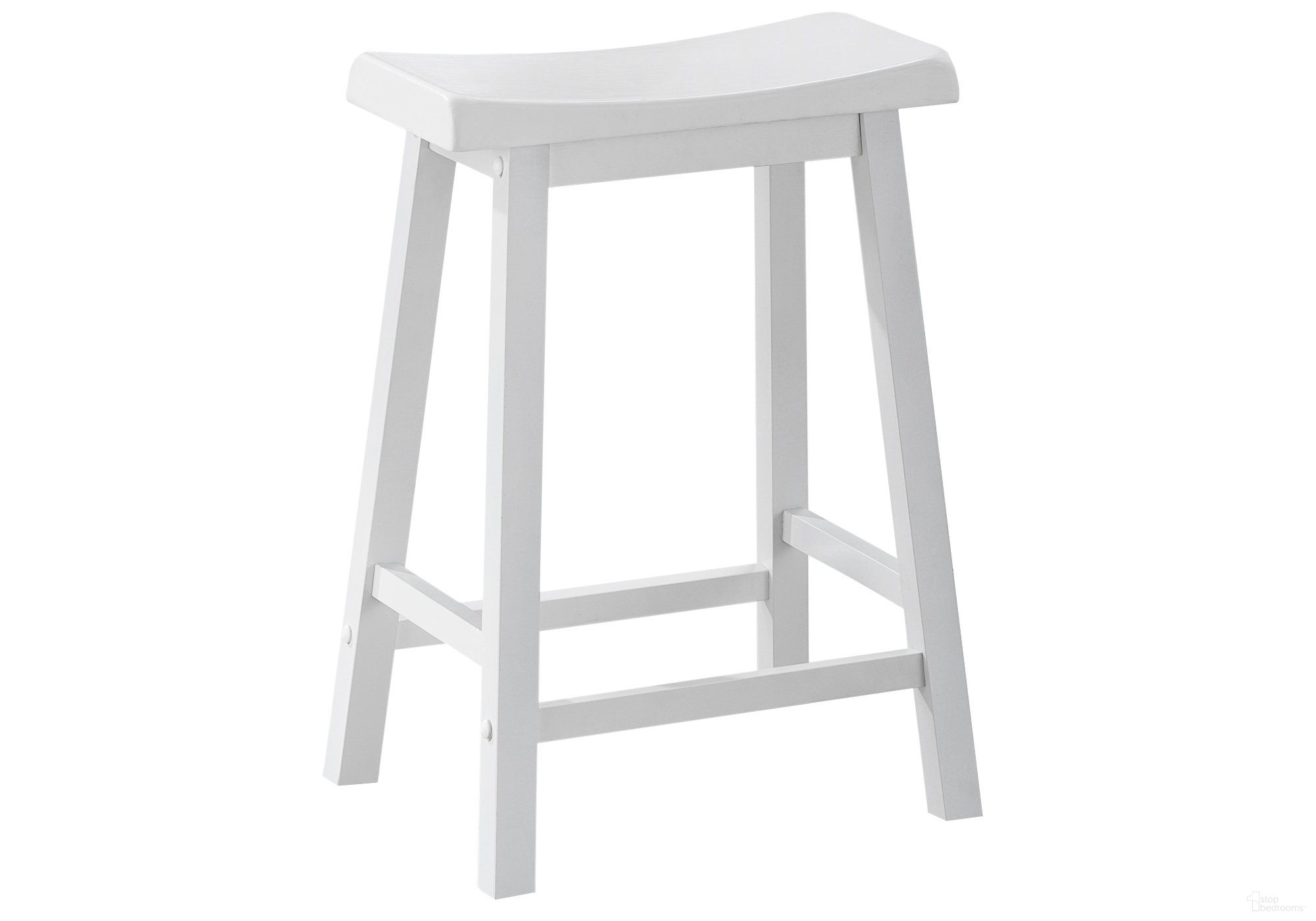 The appearance of Homeroots White Solid Wood Mdf Barstool 332649 designed by Homeroots in the glam interior design. This white piece of furniture  was selected by 1StopBedrooms from  to add a touch of cosiness and style into your home. Sku: 332649. Material: Wood.