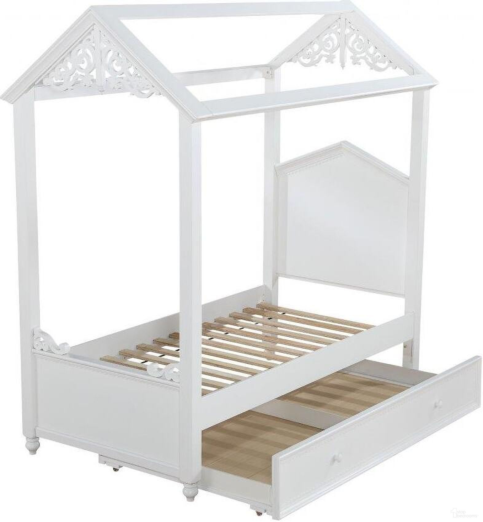 The appearance of Homeroots White Wood Twin Bed designed by Homeroots in the country / farmhouse interior design. This white piece of furniture was selected by 1StopBedrooms from to add a touch of cosiness and style into your home. Sku: 347193. Material: Wood. Bed Size: Twin. Bed Type: Novelty Bed.