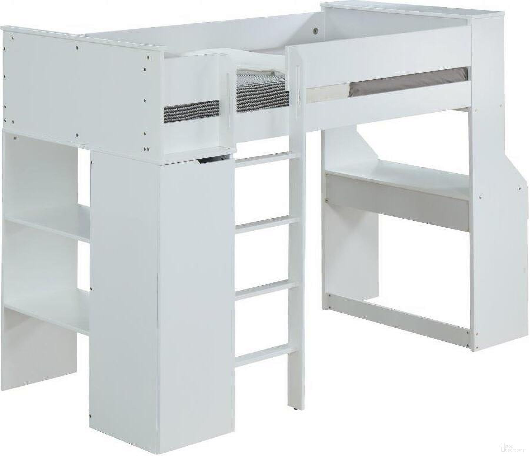 Homeroots White Wood Veneer Loft Bed