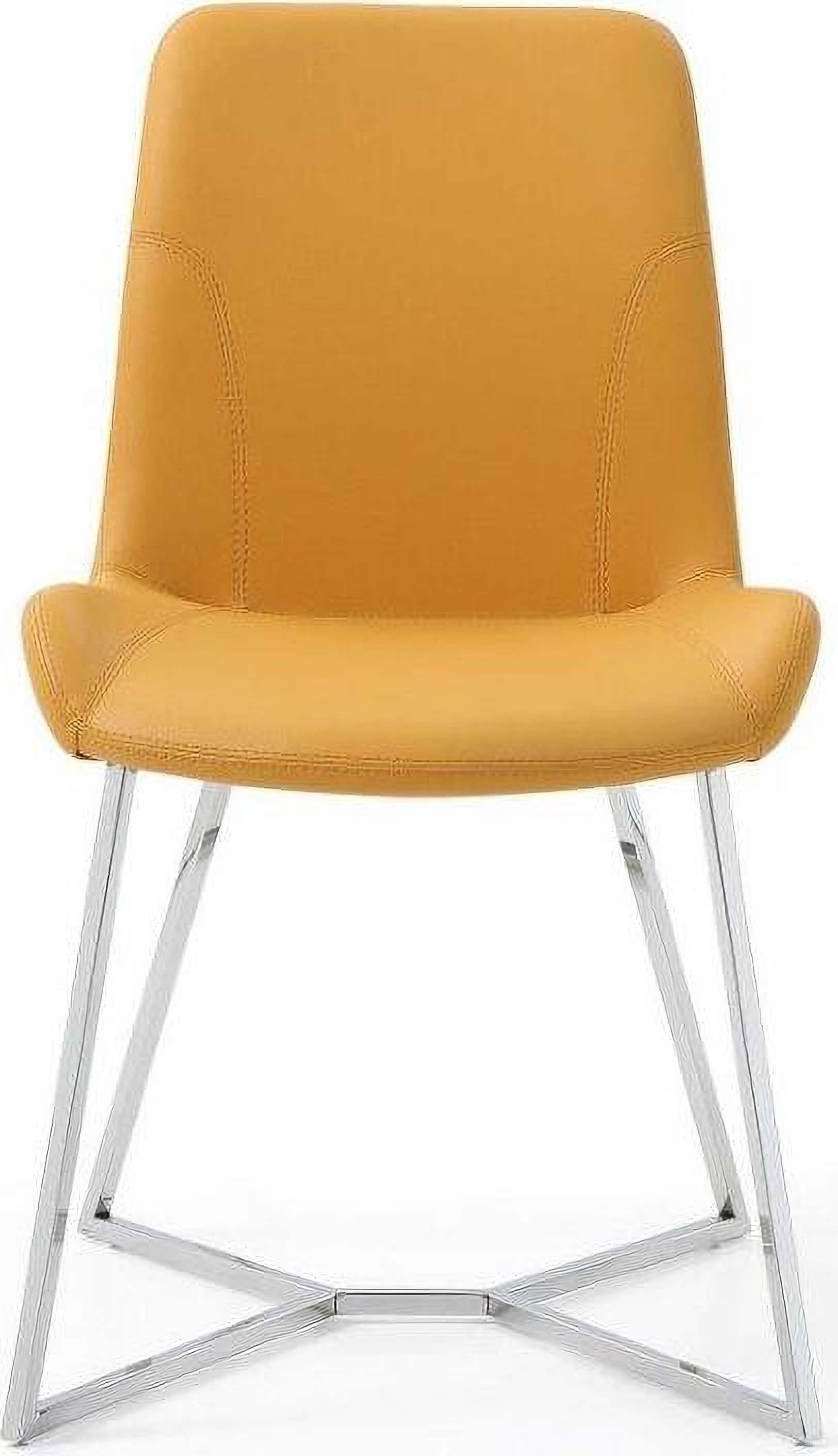 The appearance of Homeroots Yellow Faux Leather And Metal Dining Chair designed by Homeroots in the modern / contemporary interior design. This yellow piece of furniture  was selected by 1StopBedrooms from  to add a touch of cosiness and style into your home. Sku: 370674. Material: Faux Leather. Chair Type: Side Chair.