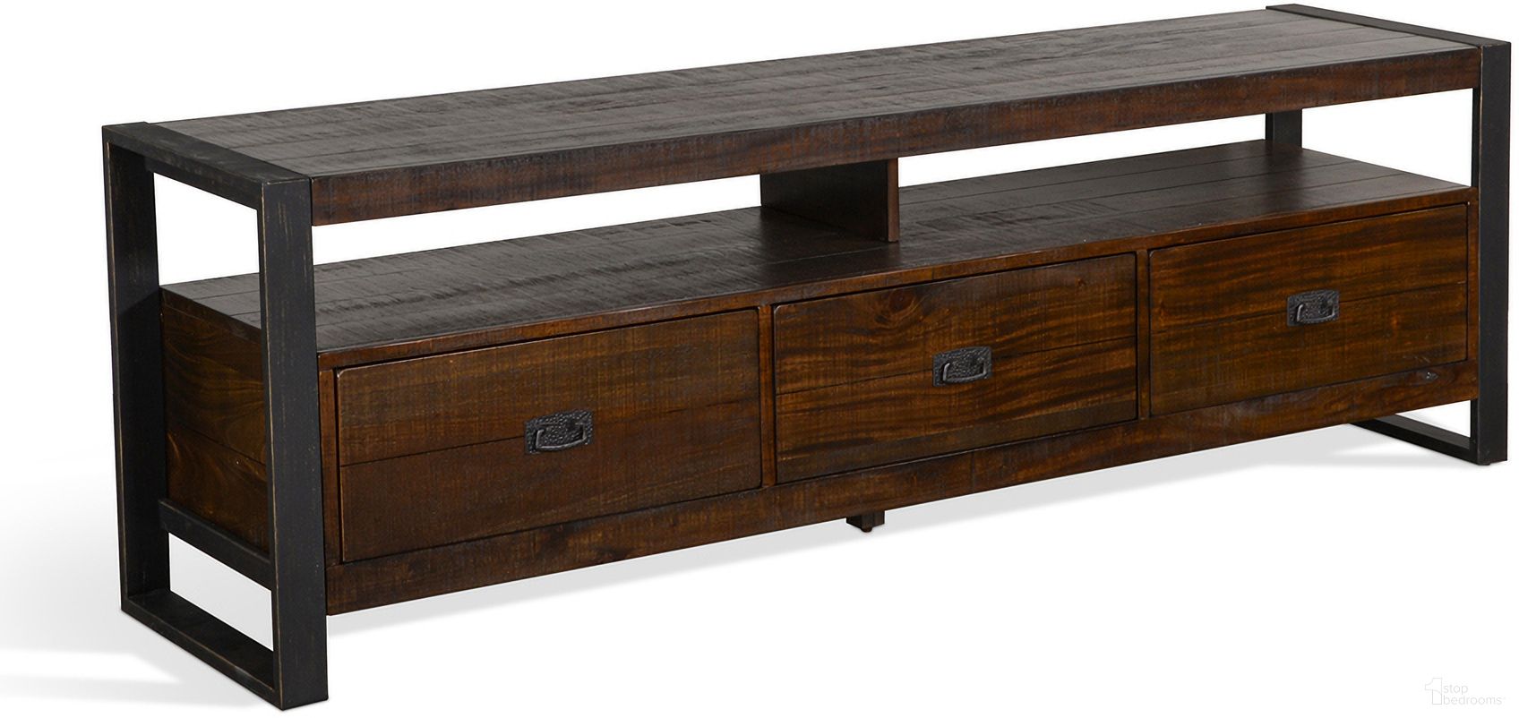 The appearance of Homestead 78 Inch TV Console designed by Sunny Designs in the industrial interior design. This tobacco piece of furniture was selected by 1StopBedrooms from Homestead Collection to add a touch of cosiness and style into your home. Sku: 3568TL2-78. Material: Solid Wood.