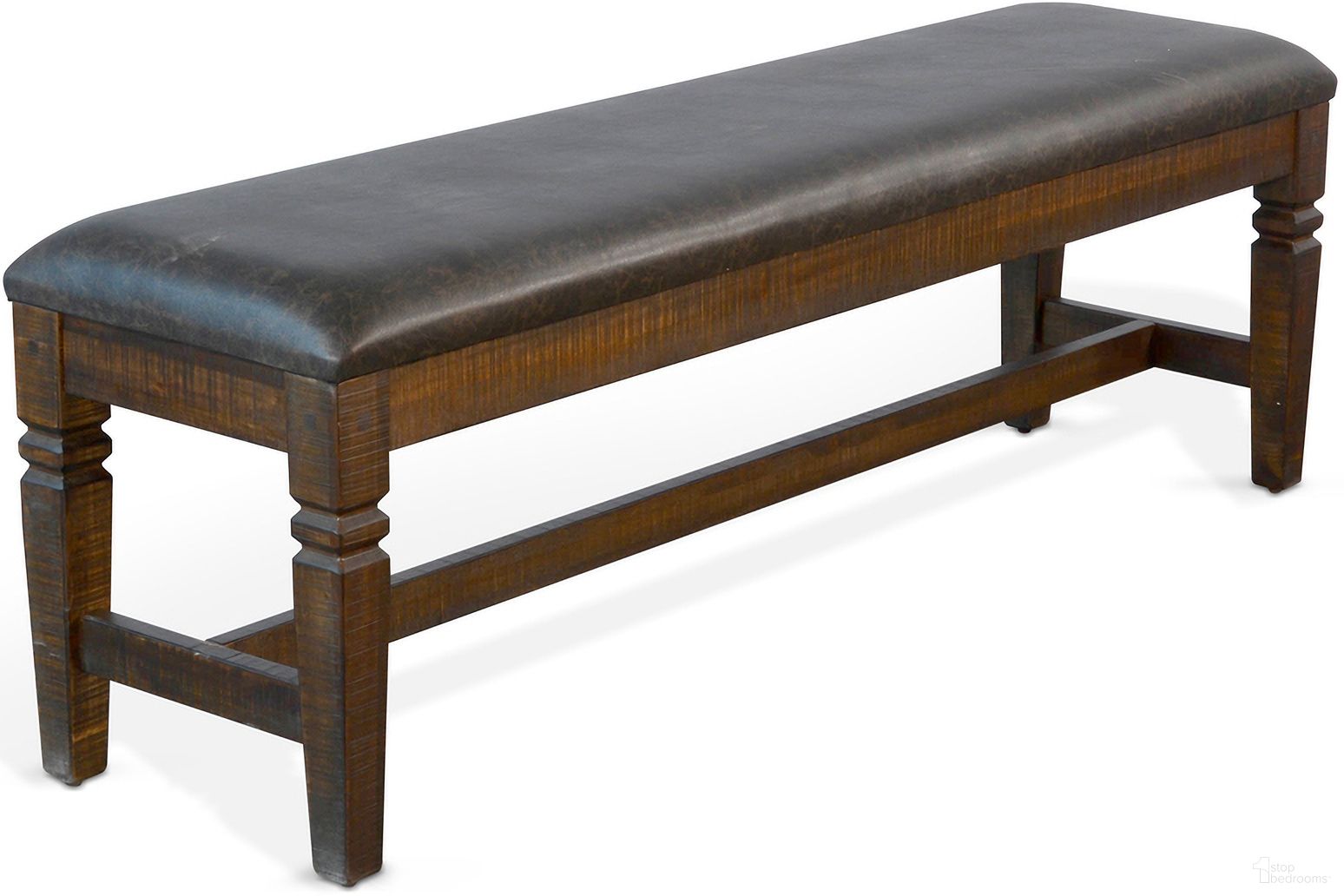 The appearance of Homestead Bench With Cushion Seat In Dark Brown designed by Sunny Designs in the transitional interior design. This tobacco piece of furniture was selected by 1StopBedrooms from Homestead Collection to add a touch of cosiness and style into your home. Sku: 1640TL2. Material: Solid Wood.