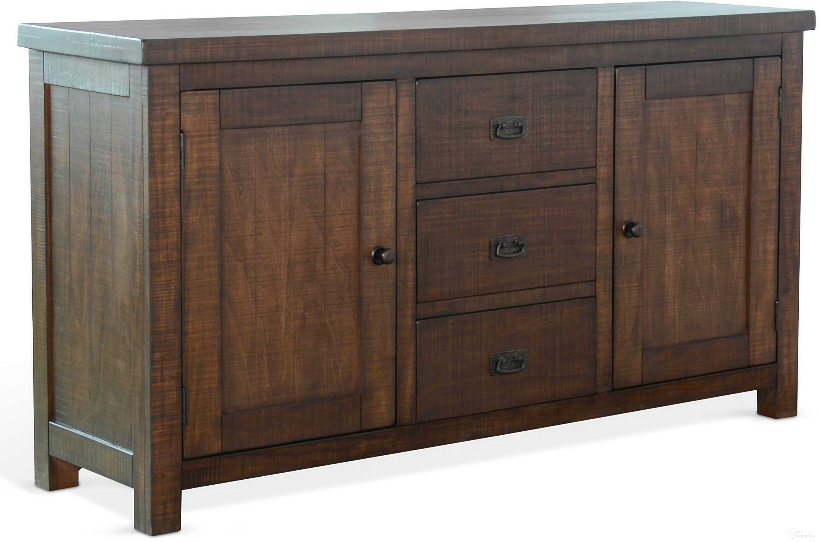 The appearance of Homestead Buffet Only In Dark Brown designed by Sunny Designs in the rustic / southwestern interior design. This tobacco piece of furniture was selected by 1StopBedrooms from Homestead Collection to add a touch of cosiness and style into your home. Sku: 2428TL-B. Material: Solid Wood.