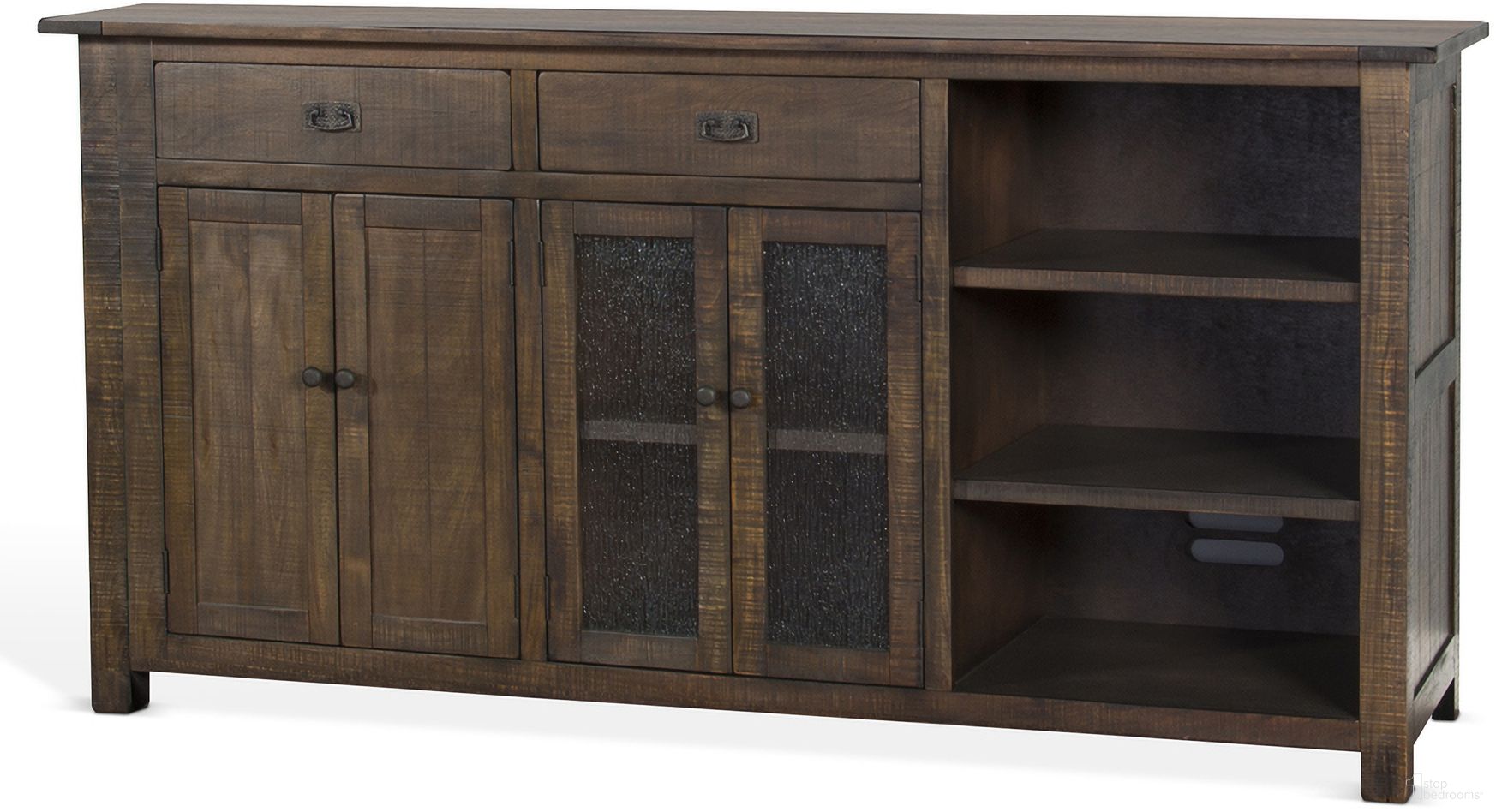 The appearance of Homestead Buffet designed by Sunny Designs in the transitional interior design. This tobacco piece of furniture was selected by 1StopBedrooms from Homestead Collection to add a touch of cosiness and style into your home. Sku: 1969TL2-B. Material: Solid Wood.