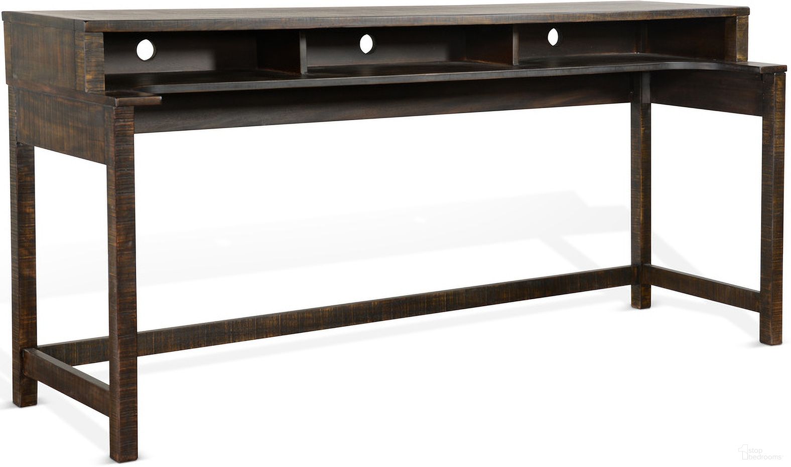 The appearance of Homestead Console Table With Usb Power Pack In Dark Brown designed by Sunny Designs in the modern / contemporary interior design. This tobacco piece of furniture was selected by 1StopBedrooms from Homestead Collection to add a touch of cosiness and style into your home. Sku: 2050TL-CT. Material: Solid Wood.