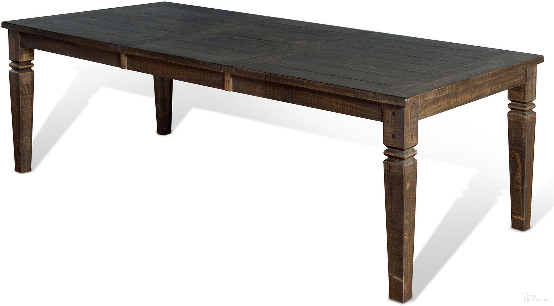 The appearance of Homestead Dark Brown Extendable Dining Table designed by Sunny Designs in the transitional interior design. This tobacco piece of furniture  was selected by 1StopBedrooms from Homestead Collection to add a touch of cosiness and style into your home. Sku: 1012TL2. Table Base Style: Legs. Table Top Shape: Rectangular. Size: 42" x 90". Material: Solid Wood.