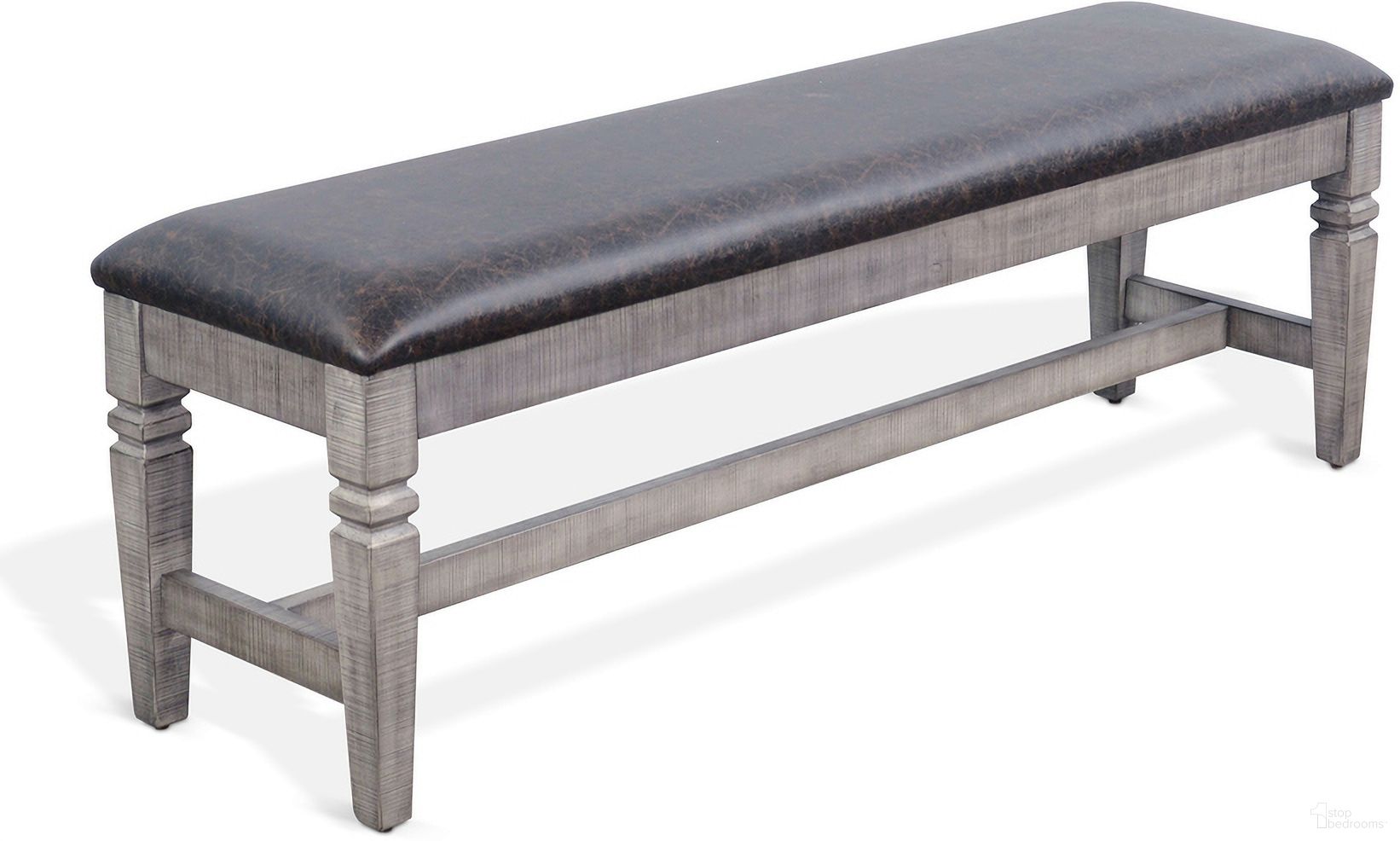 The appearance of Homestead Hills Cushioned Bench In Grey designed by Sunny Designs in the transitional interior design. This tobacco/grey piece of furniture was selected by 1StopBedrooms from Homestead Hills Collection to add a touch of cosiness and style into your home. Sku: 1640TA. Material: Solid Wood.