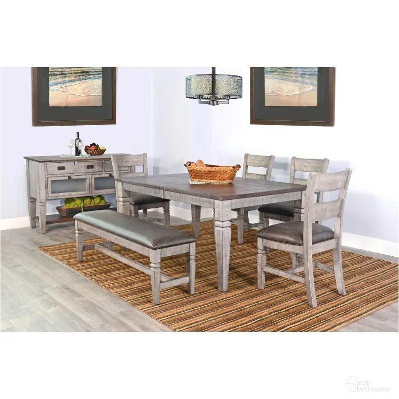 The appearance of Homestead Hills Extension Dining Set In Grey designed by Sunny Designs in the transitional interior design. This grey piece of furniture was selected by 1StopBedrooms from Homestead Hills Collection to add a touch of cosiness and style into your home. Sku: 1012TA;1616TA. Table Base Style: Legs. Material: Wood. Table Top Shape: Rectangular. Size: 42" x 90".