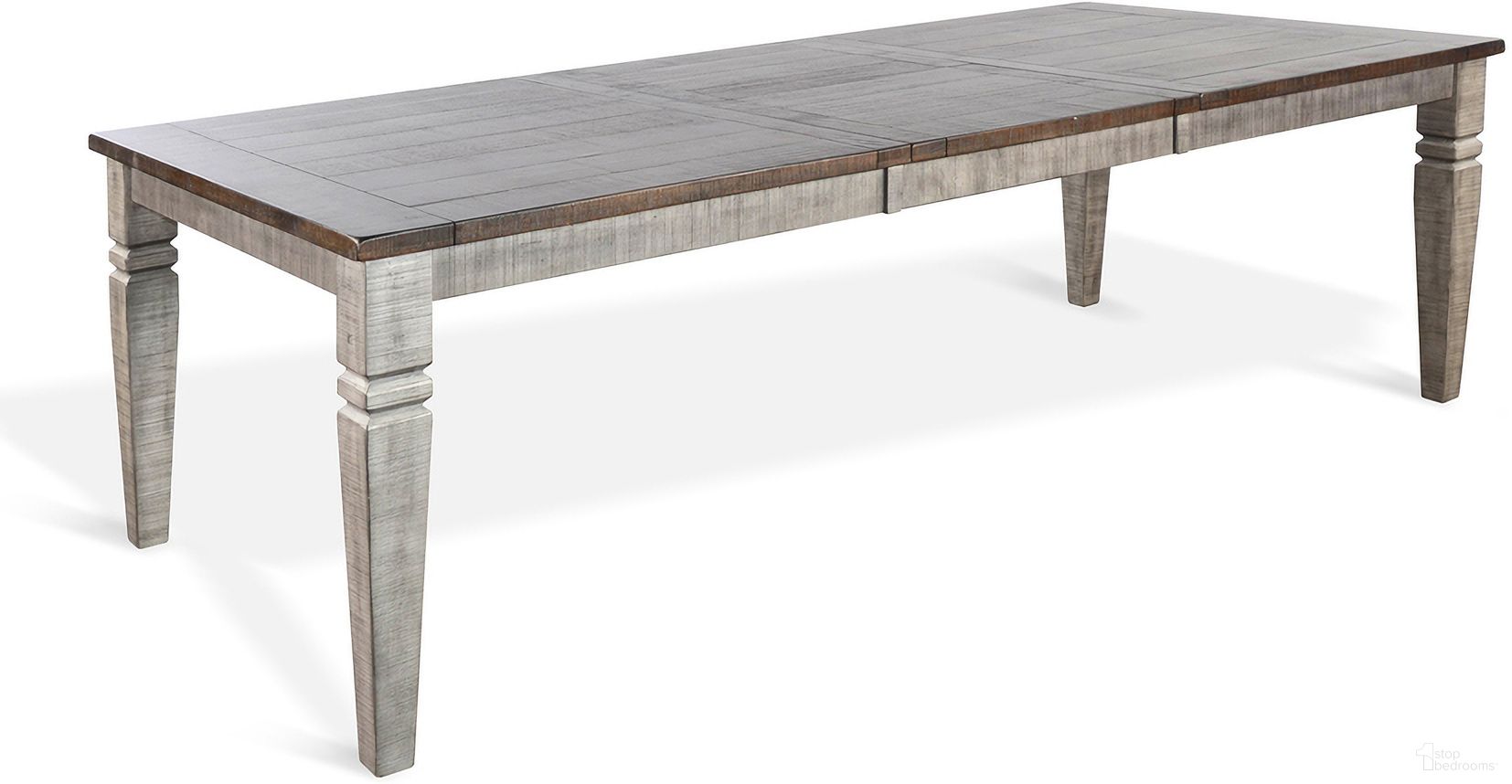 The appearance of Homestead Hills Extension Dining Table with Butterfly Leaf In Grey designed by Sunny Designs in the transitional interior design. This tobacco/grey piece of furniture was selected by 1StopBedrooms from Homestead Hills Collection to add a touch of cosiness and style into your home. Sku: 1012TA. Table Base Style: Legs. Table Top Shape: Rectangular. Size: 42" x 90". Material: Solid Wood.