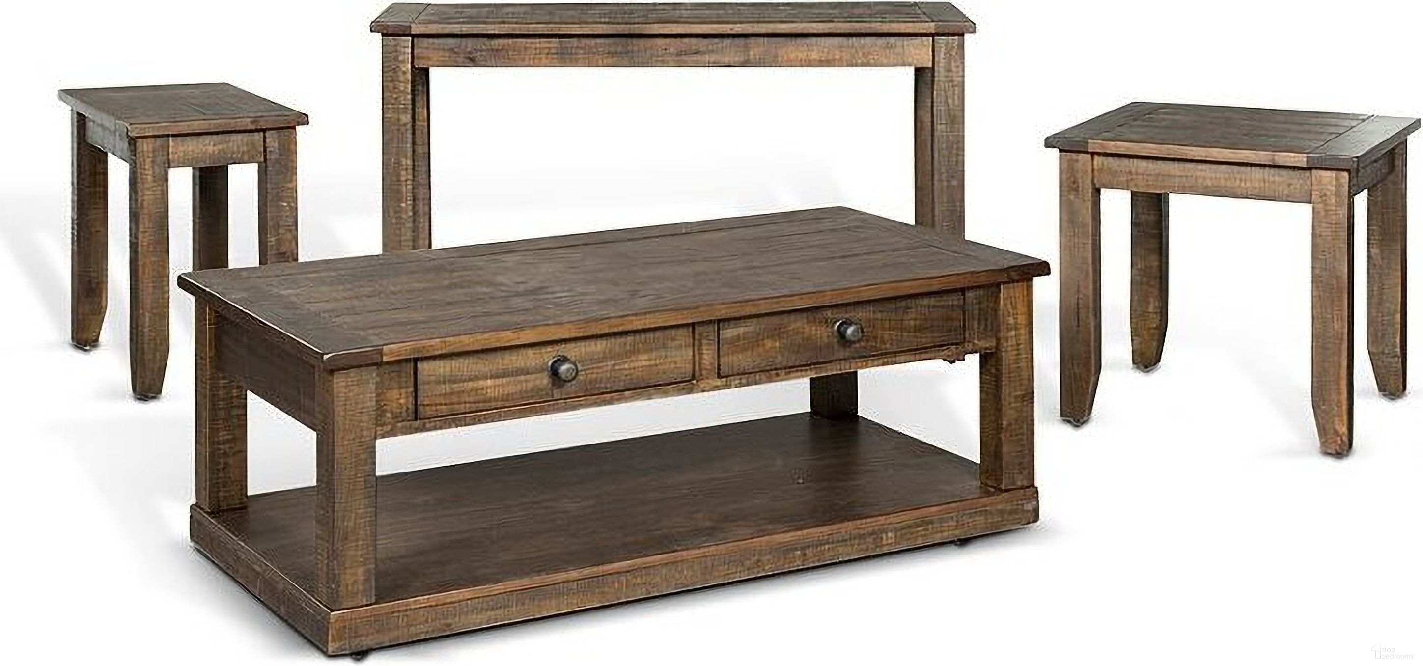 The appearance of Homestead Tobacco Leaf Occasional Table Set designed by Sunny Designs in the traditional interior design. This brown piece of furniture was selected by 1StopBedrooms from Homestead Collection to add a touch of cosiness and style into your home. Sku: 3292TL-C;3292TL-E. Material: Wood.