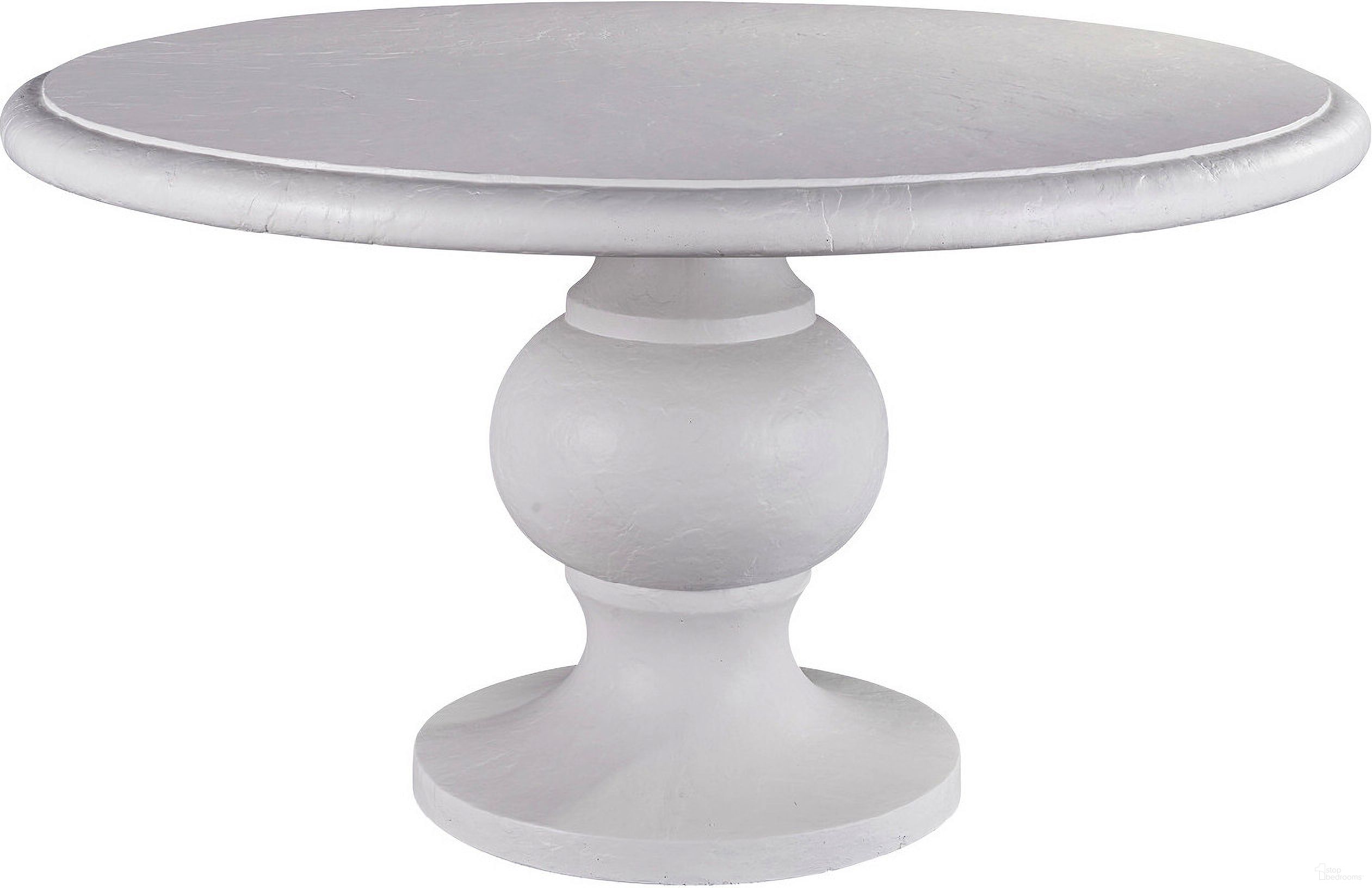 The appearance of Honolua Bay Dining Table In White designed by Universal in the transitional interior design. This white piece of furniture  was selected by 1StopBedrooms from Honolua Bay Collection to add a touch of cosiness and style into your home. Sku: U012750. Table Base Style: Pedestal. Table Top Shape: Round. Material: Stainless Steel. Size: 54".