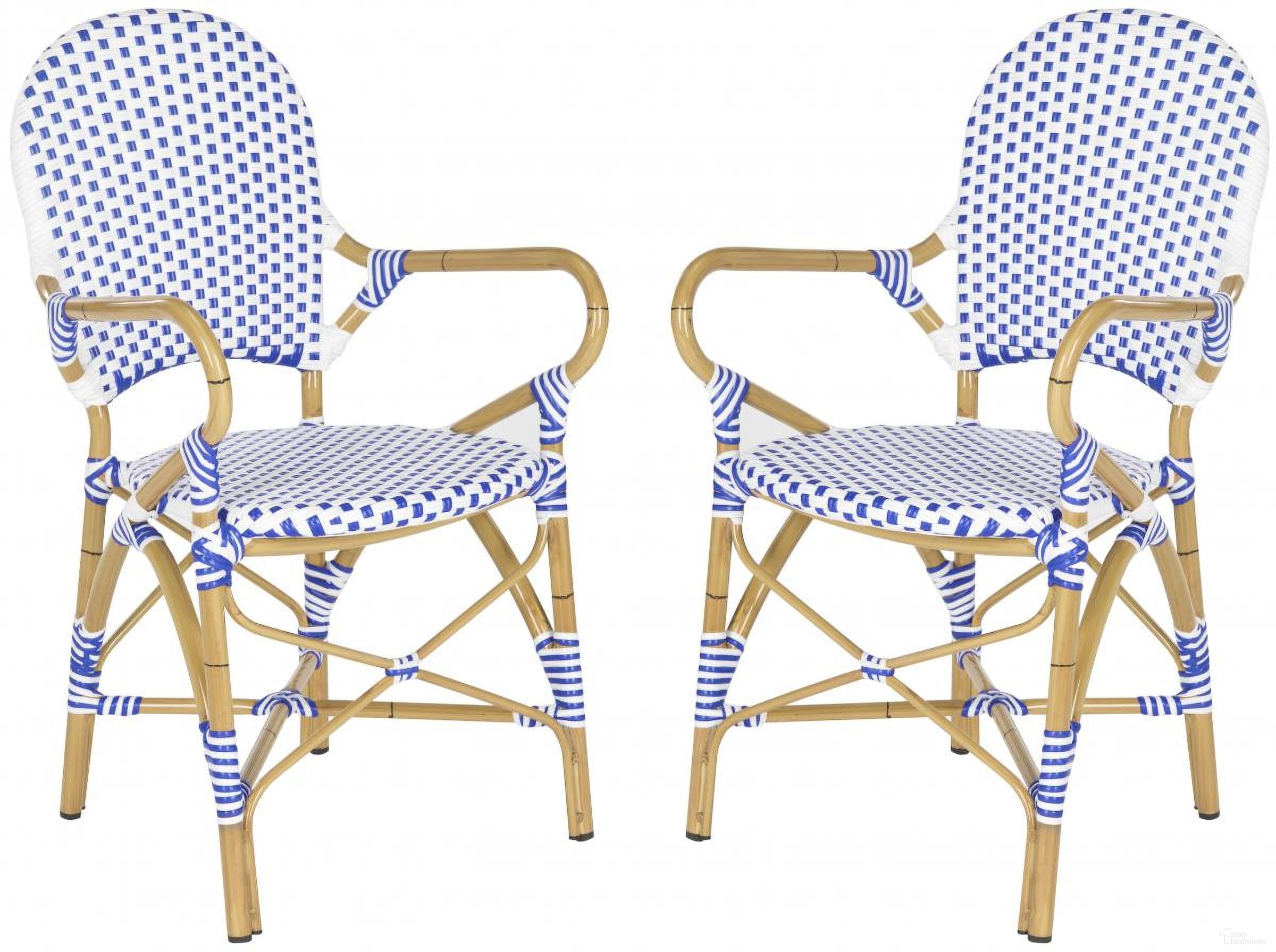 Hooper Blue and White Indoor/Outdoor Stacking Armchair Set of 2 FOX5209A