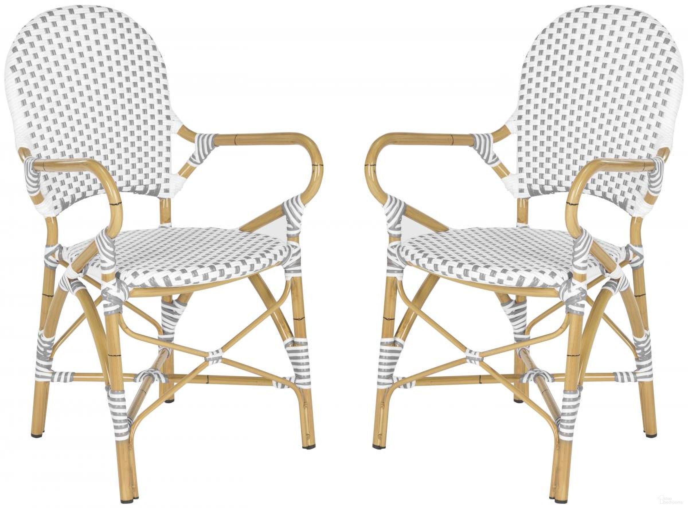 The appearance of Hooper Grey and White Indoor/Outdoor Stacking Armchair Set of 2 FOX5209B designed by Safavieh in the country / farmhouse interior design. This grey/white piece of furniture was selected by 1StopBedrooms from Hooper Collection to add a touch of cosiness and style into your home. Sku: FOX5209B-SET2. Material: Aluminum.