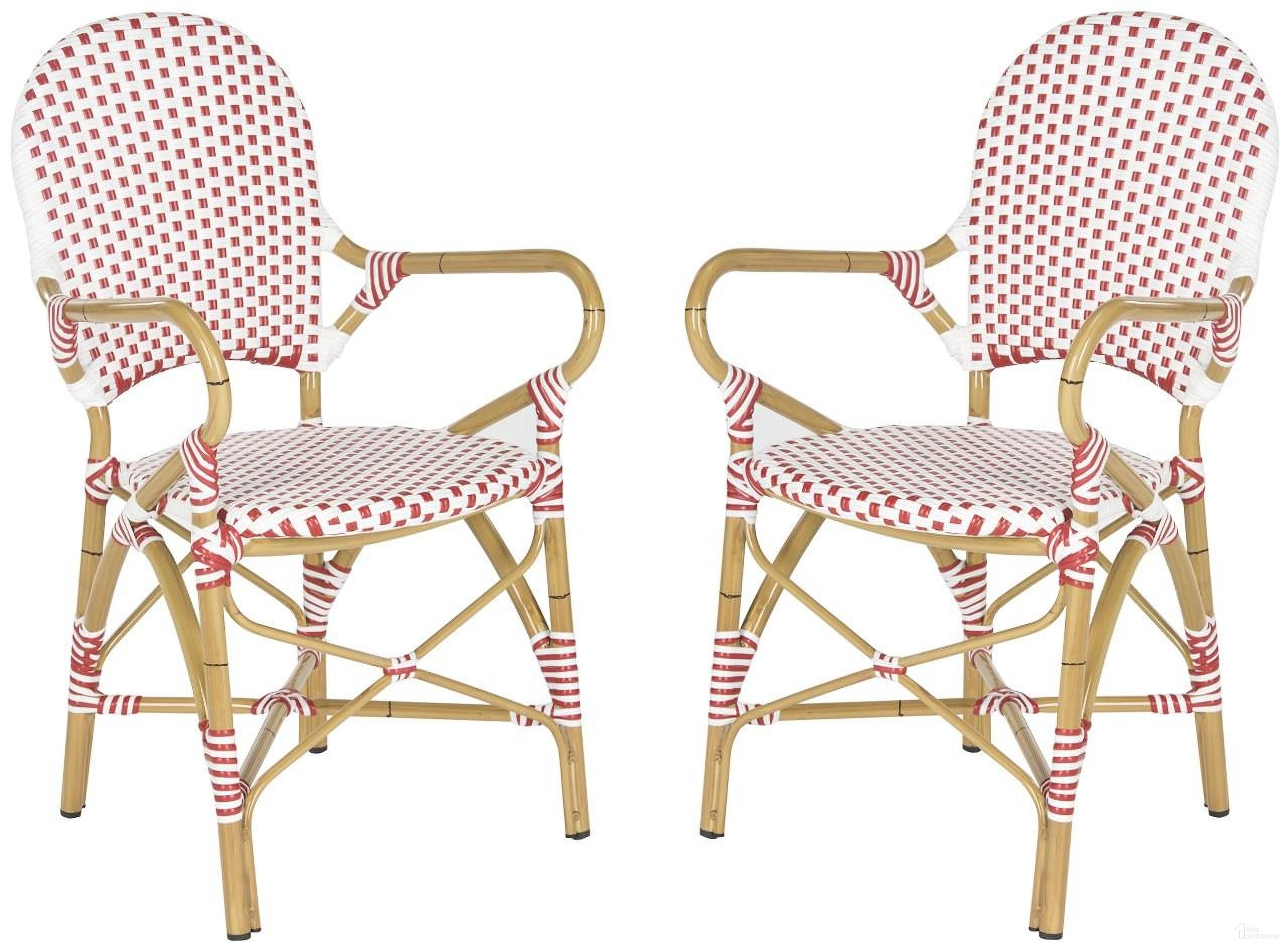 The appearance of Hooper Red and White Indoor/Outdoor Stacking Armchair Set of 2 FOX5209C designed by Safavieh in the country / farmhouse interior design. This red and white piece of furniture was selected by 1StopBedrooms from Hooper Collection to add a touch of cosiness and style into your home. Sku: FOX5209C-SET2. Material: Aluminum.