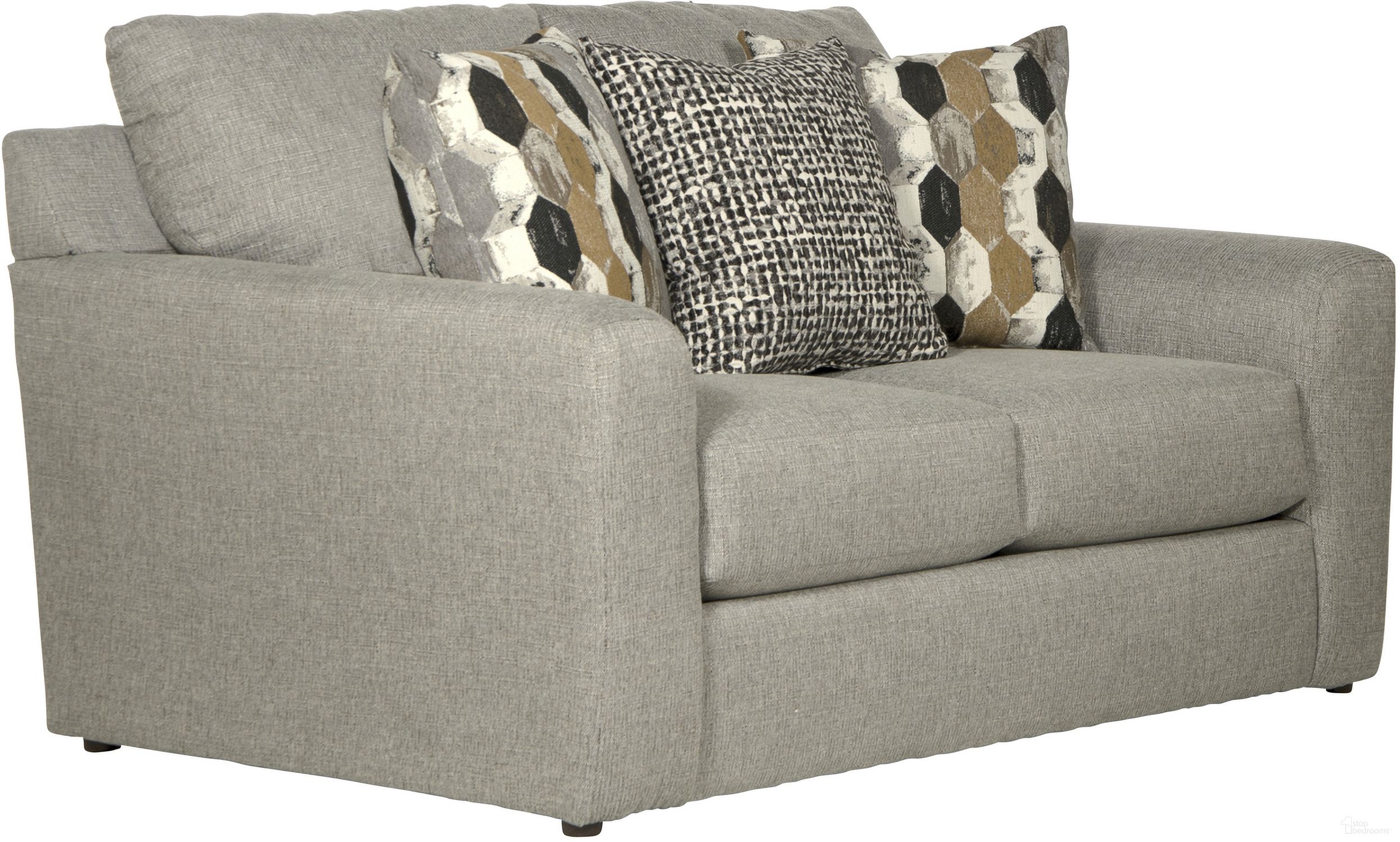 The appearance of Hooten Loveseat In Nickel designed by Jackson in the traditional interior design. This nickel piece of furniture was selected by 1StopBedrooms from Hooten Collection to add a touch of cosiness and style into your home. Sku: 328802184218207848. Material: Fabric.