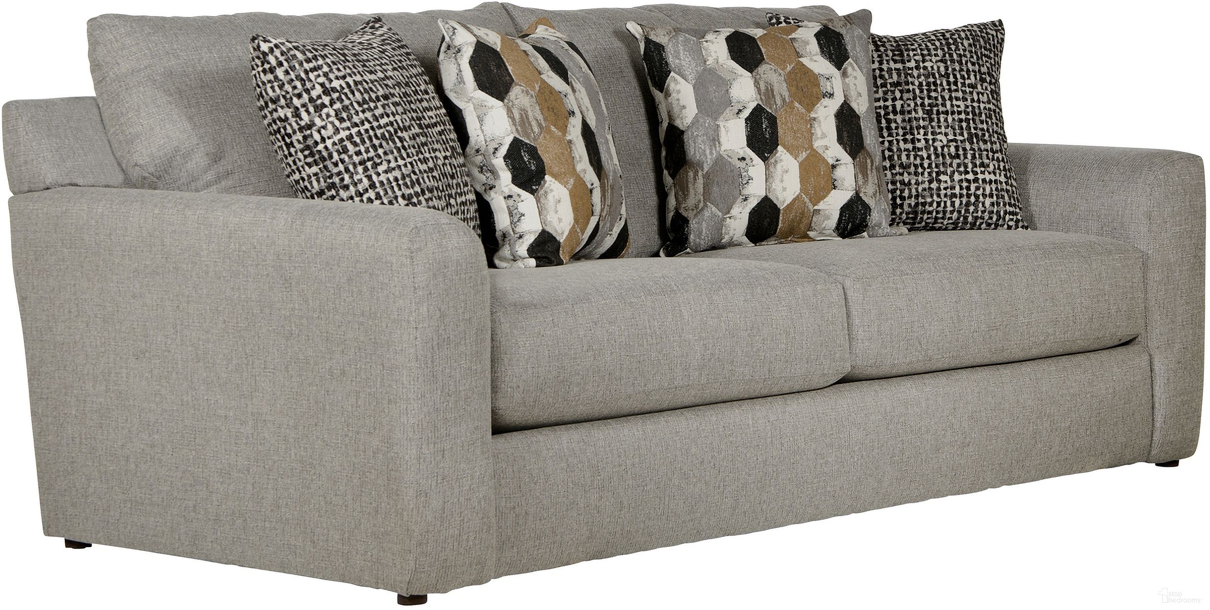 The appearance of Hooten Sofa In Nickel designed by Jackson in the traditional interior design. This nickel piece of furniture was selected by 1StopBedrooms from Hooten Collection to add a touch of cosiness and style into your home. Sku: 328803184218207848. Material: Fabric.