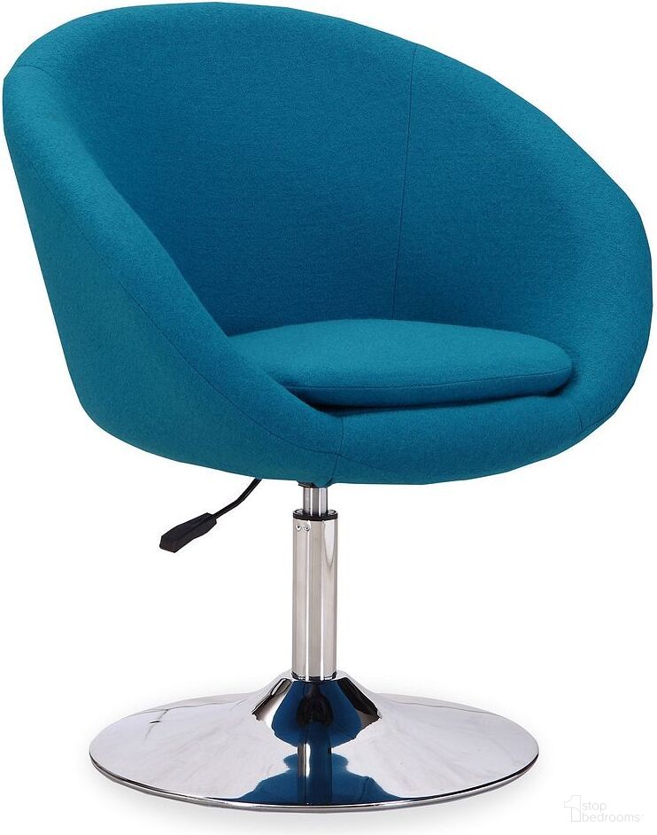 The appearance of Hopper Swivel Adjustable Height Chair in Blue and Polished Chrome designed by Manhattan Comfort in the modern / contemporary interior design. This blue piece of furniture was selected by 1StopBedrooms from Hopper Collection to add a touch of cosiness and style into your home. Sku: AC036-BL. Material: Metal.
