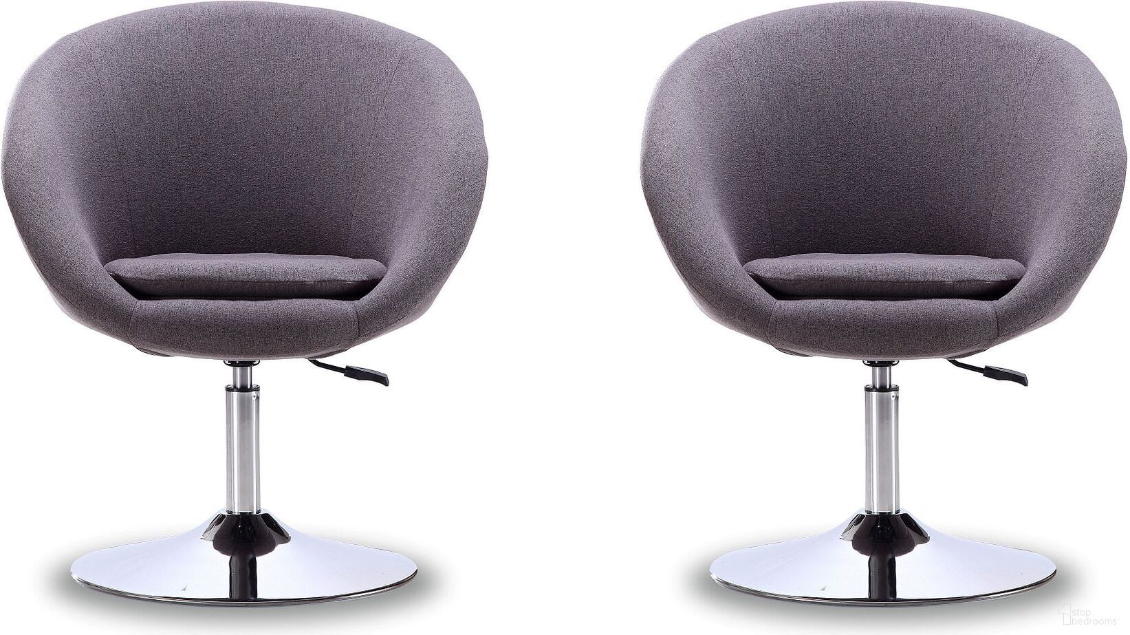 Hopper Swivel Adjustable Height Chair in Grey and Polished Chrome (Set of 2)