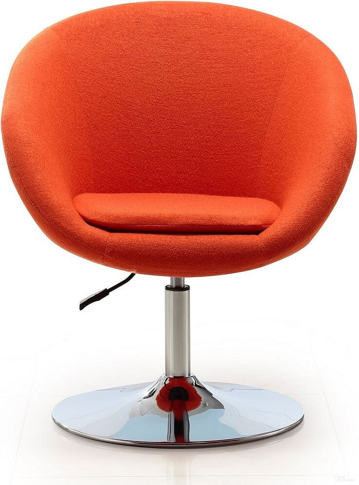 The appearance of Hopper Swivel Adjustable Height Chair in Orange and Polished Chrome designed by Manhattan Comfort in the modern / contemporary interior design. This orange piece of furniture  was selected by 1StopBedrooms from Hopper Collection to add a touch of cosiness and style into your home. Sku: AC036-OR. Material: Metal.