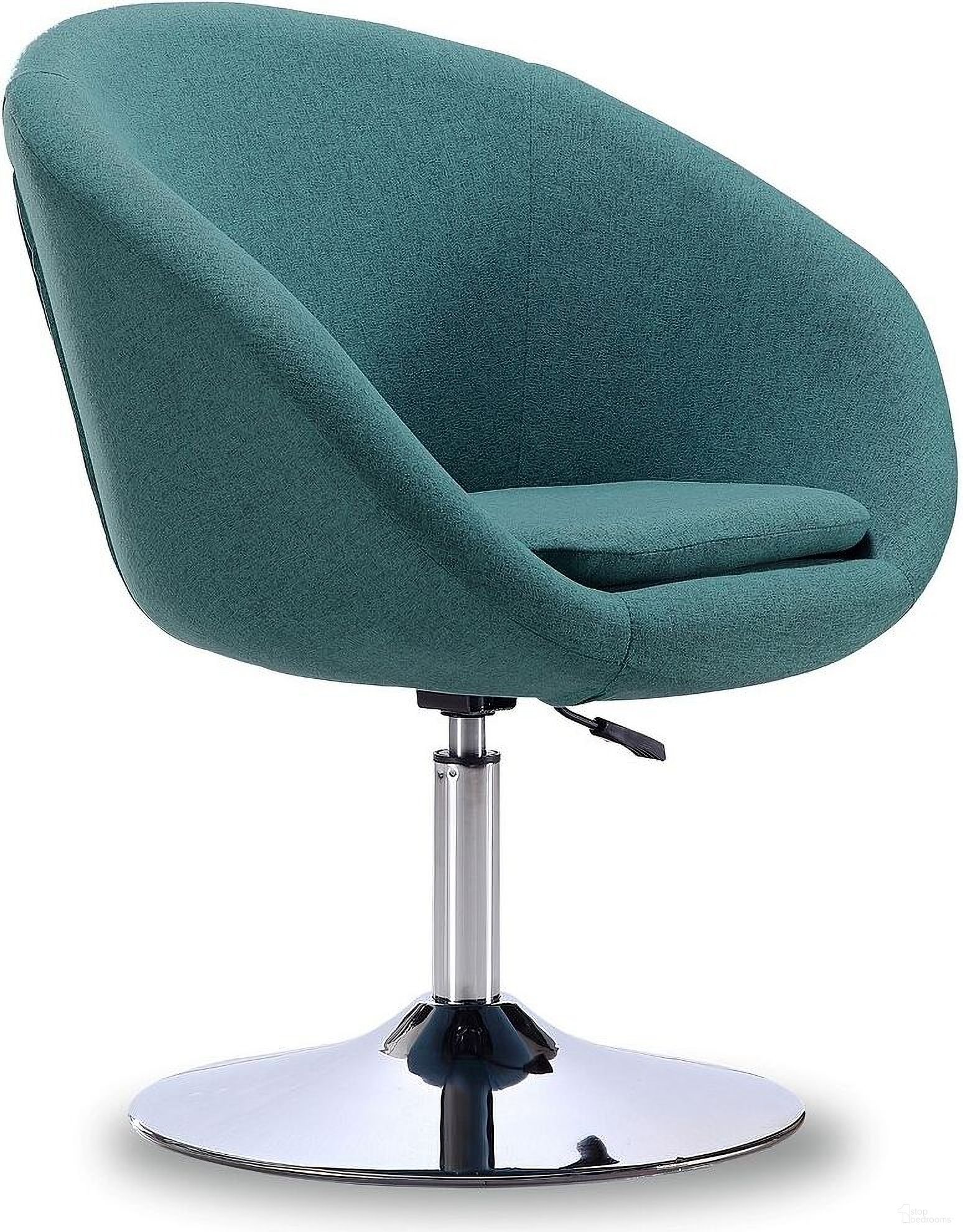 The appearance of Hopper Swivel Adjustable Height Chair in Sky Blue and Polished Chrome designed by Manhattan Comfort in the modern / contemporary interior design. This sky blue piece of furniture  was selected by 1StopBedrooms from Hopper Collection to add a touch of cosiness and style into your home. Sku: AC036-SB. Material: Metal.