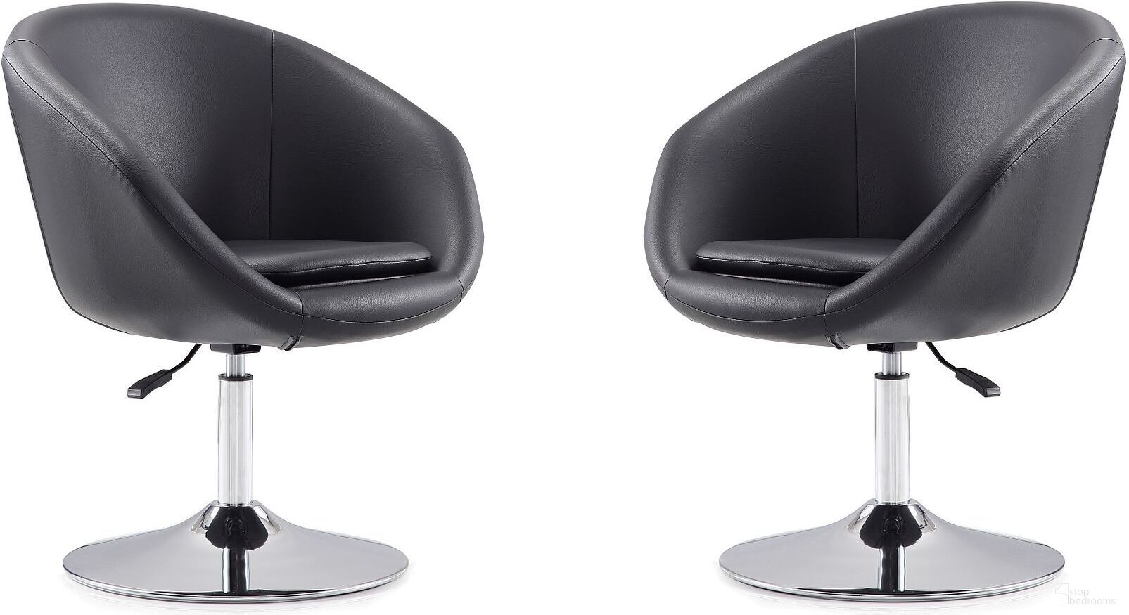 The appearance of Hopper Swivel Adjustable Height Faux Leather Chair in Black and Polished Chrome (Set of 2) designed by Manhattan Comfort in the modern / contemporary interior design. This black piece of furniture was selected by 1StopBedrooms from Hopper Collection to add a touch of cosiness and style into your home. Sku: AC036-BK;AC036-BK. Material: Metal.
