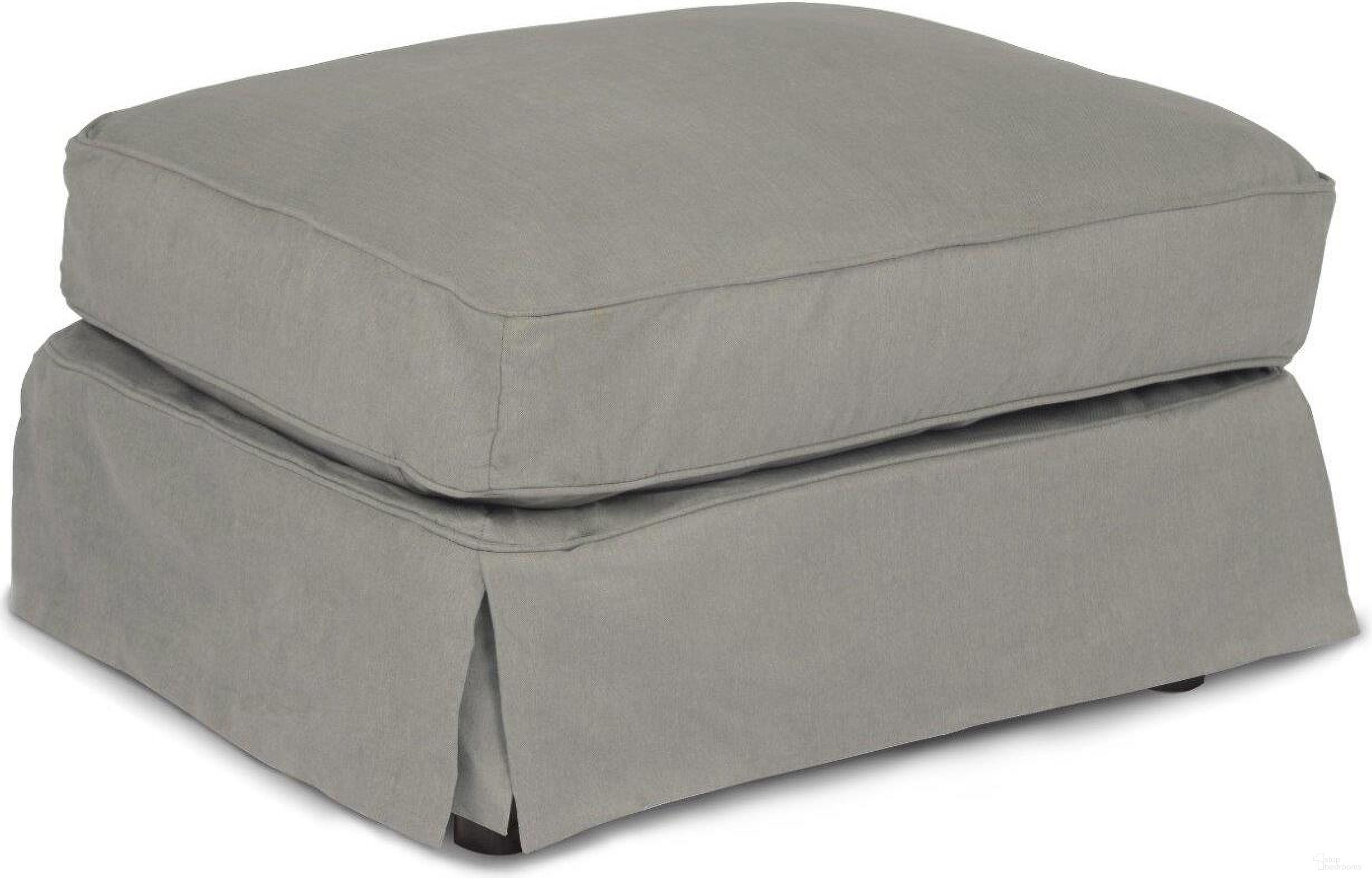 The appearance of Horizon Gray Slipcovered Ottoman designed by Sunset Trading in the traditional interior design. This grey piece of furniture  was selected by 1StopBedrooms from Horizon Collection to add a touch of cosiness and style into your home. Sku: SU-117630-391094. Material: Wood.