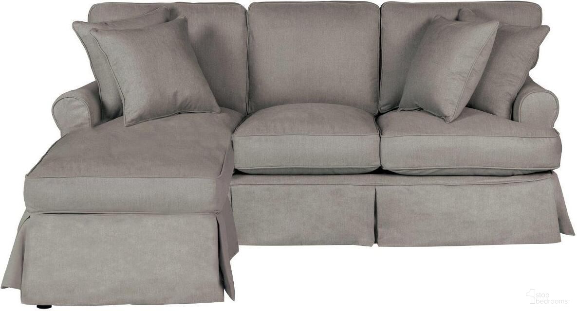 The appearance of Horizon Gray Slipcovered Sleeper Sofa with Reversible Chaise designed by Sunset Trading in the transitional interior design. This grey piece of furniture was selected by 1StopBedrooms from Horizon Collection to add a touch of cosiness and style into your home. Sku: SU-117678-391094. Material: Wood.
