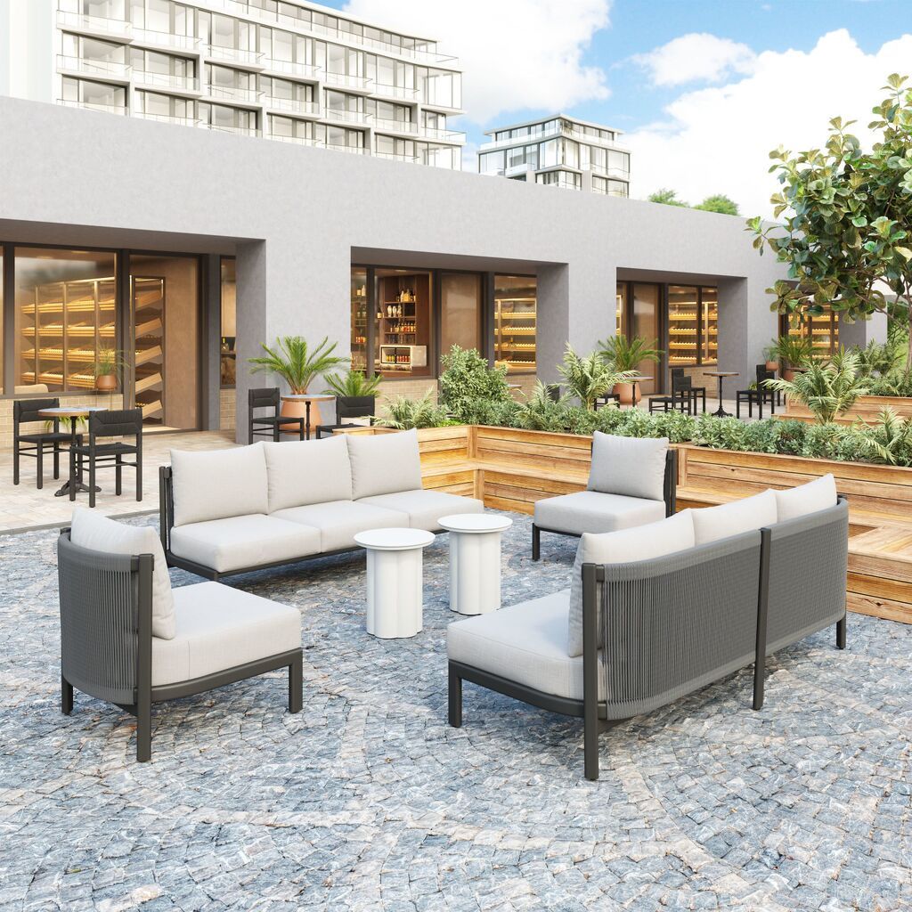 The appearance of Horizon Outdoor Conversation Set In Gray designed by Zuo Modern in the modern / contemporary interior design. This gray piece of furniture  was selected by 1StopBedrooms from Horizon Collection to add a touch of cosiness and style into your home. Sku: 704047;704046. Material: Olefin.