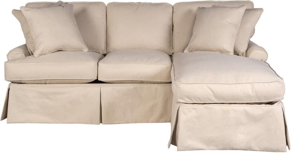 Horizon Tan Slipcovered Sleeper Sofa with Reversible Chaise