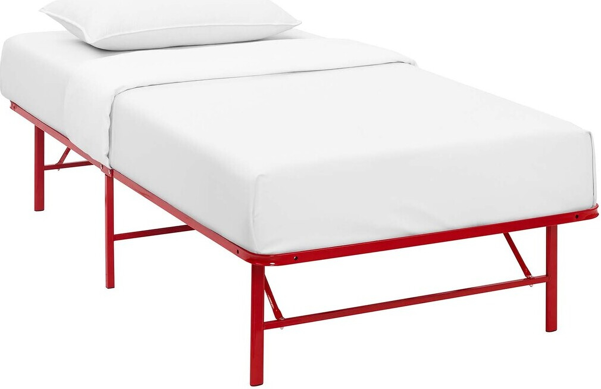 Horizon Twin Stainless Steel Bed Frame In Red by Modway 1StopBedrooms