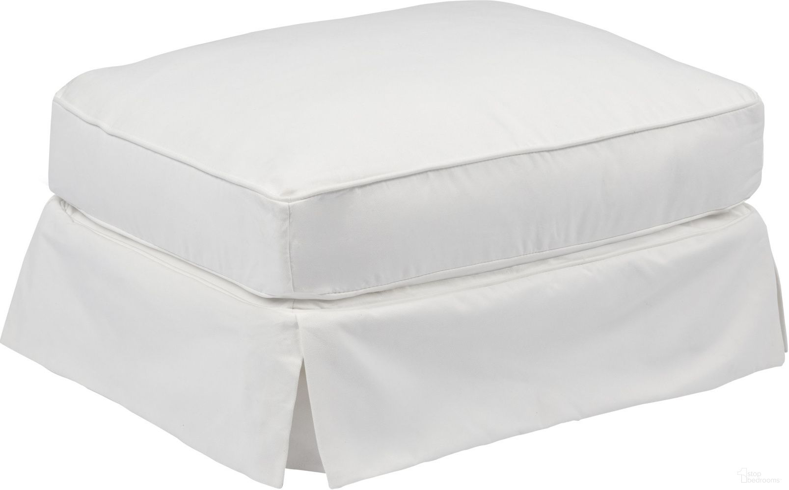 The appearance of Horizon White Slipcovered Ottoman designed by Sunset Trading in the traditional interior design. This white piece of furniture was selected by 1StopBedrooms from Horizon Collection to add a touch of cosiness and style into your home. Sku: SU-117630-391081. Material: Wood.