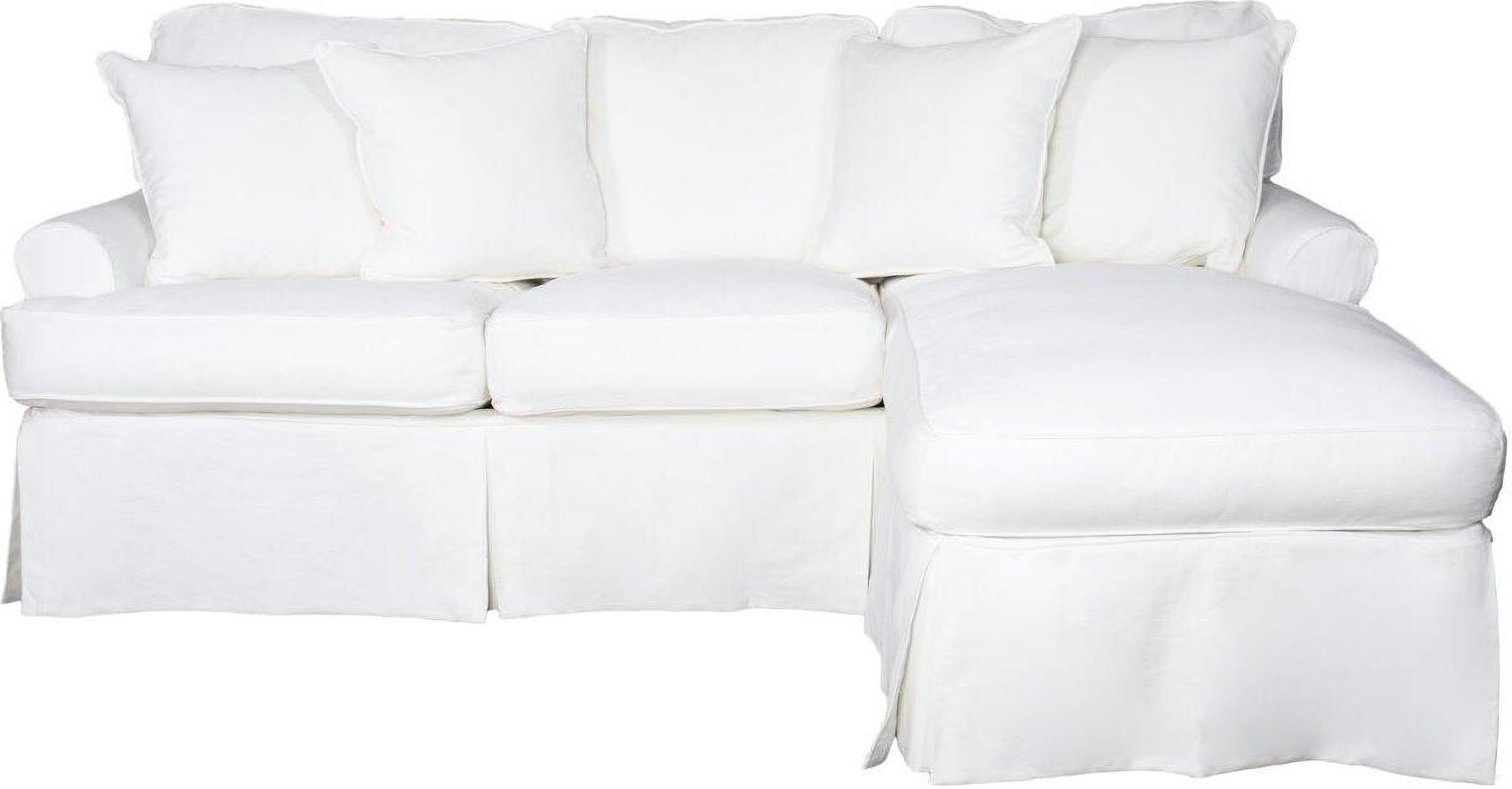 The appearance of Horizon White Slipcovered Sleeper Sofa with Reversible Chaise designed by Sunset Trading in the transitional interior design. This white piece of furniture was selected by 1StopBedrooms from Horizon Collection to add a touch of cosiness and style into your home. Sku: SU-117678-391081. Material: Wood.
