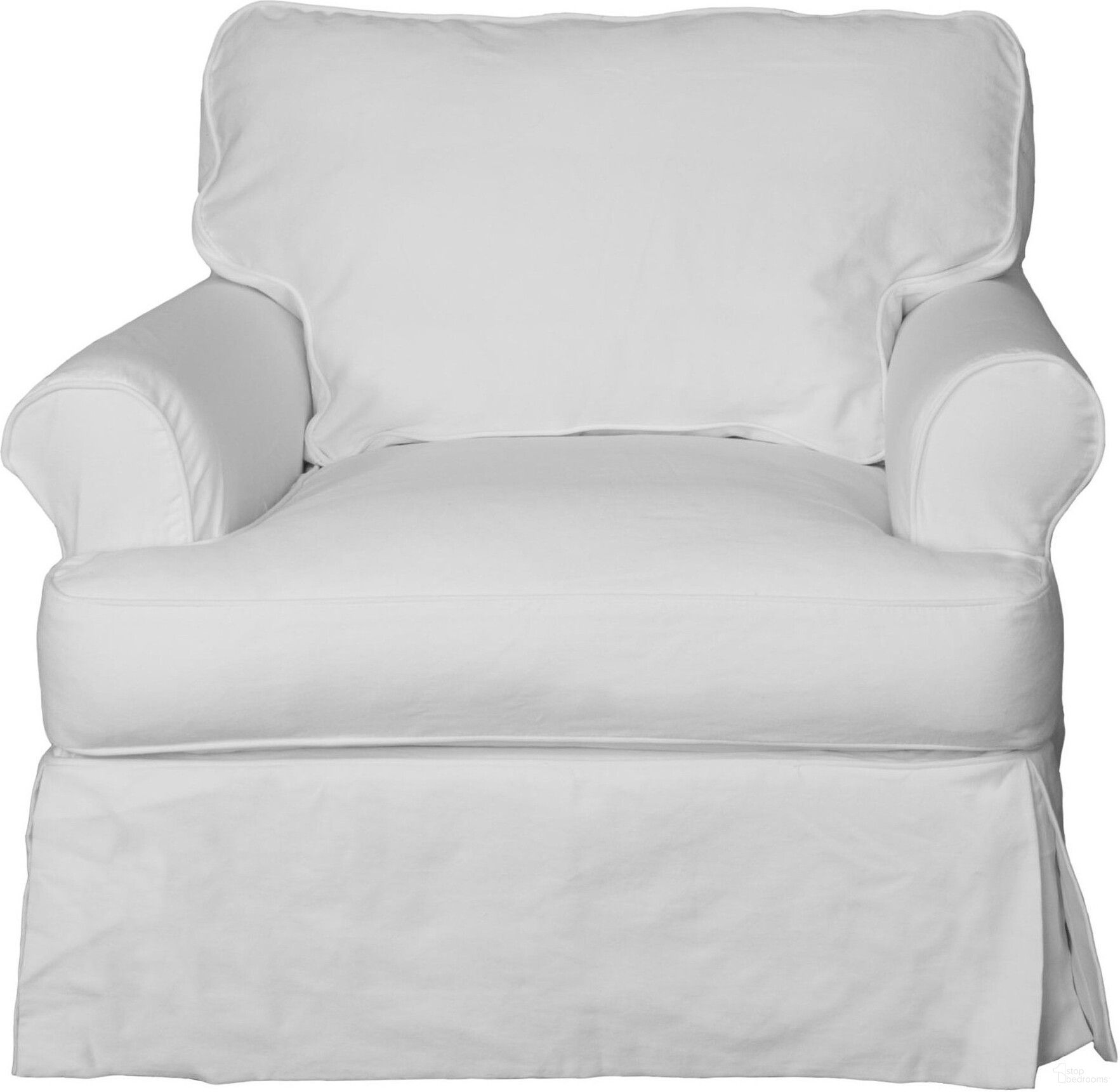 Horizon White Slipcovered T-Cushion Chair In Warm White