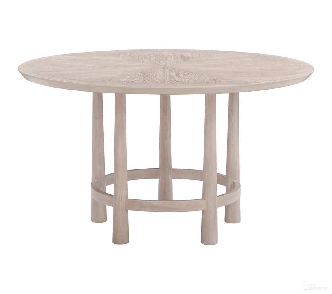 The appearance of Horizons Round Dining Table In Cerused White Oak designed by Bassett Mirror Company in the modern / contemporary interior design. This white oak piece of furniture was selected by 1StopBedrooms from Horizons Collection to add a touch of cosiness and style into your home. Sku: 2533-DR-700T;2533-DR-700B. Table Base Style: Legs. Table Top Shape: Round. Material: Wood. Size: 54".