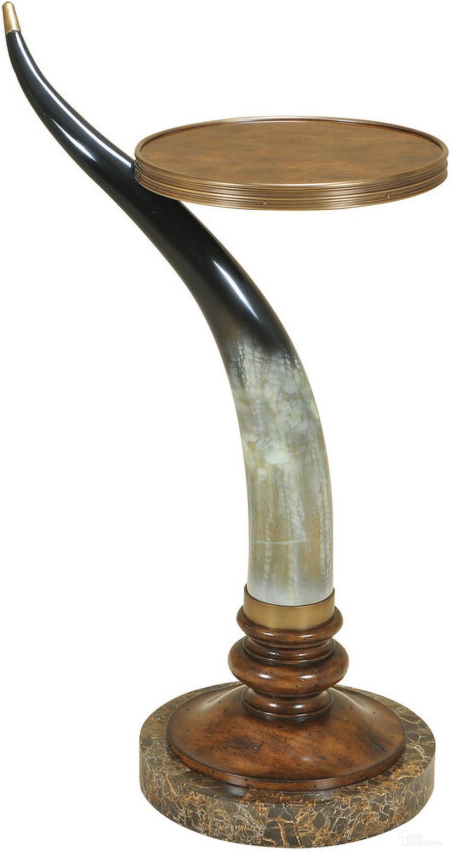 The appearance of Horn Occasional Table In Brown designed by Maitland-Smith in the bohemian interior design. This brown piece of furniture  was selected by 1StopBedrooms from Maitland Smith Collection to add a touch of cosiness and style into your home. Sku: 8141-30. Material: Cast Resin.