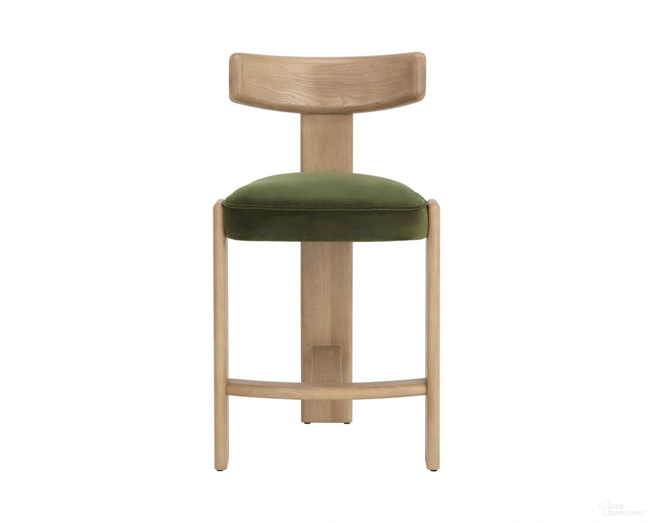 Horton Counter Stool In Rustic Oak and Forest Green