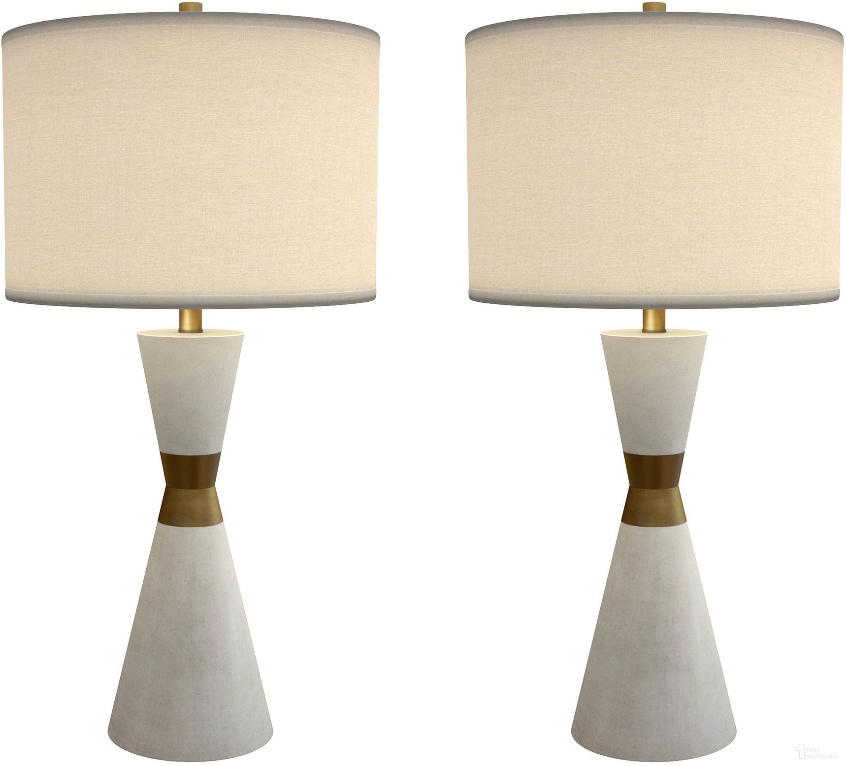 Hourglass 30.5 Inch Resin and Metal Table Lamps Set of 2 In White