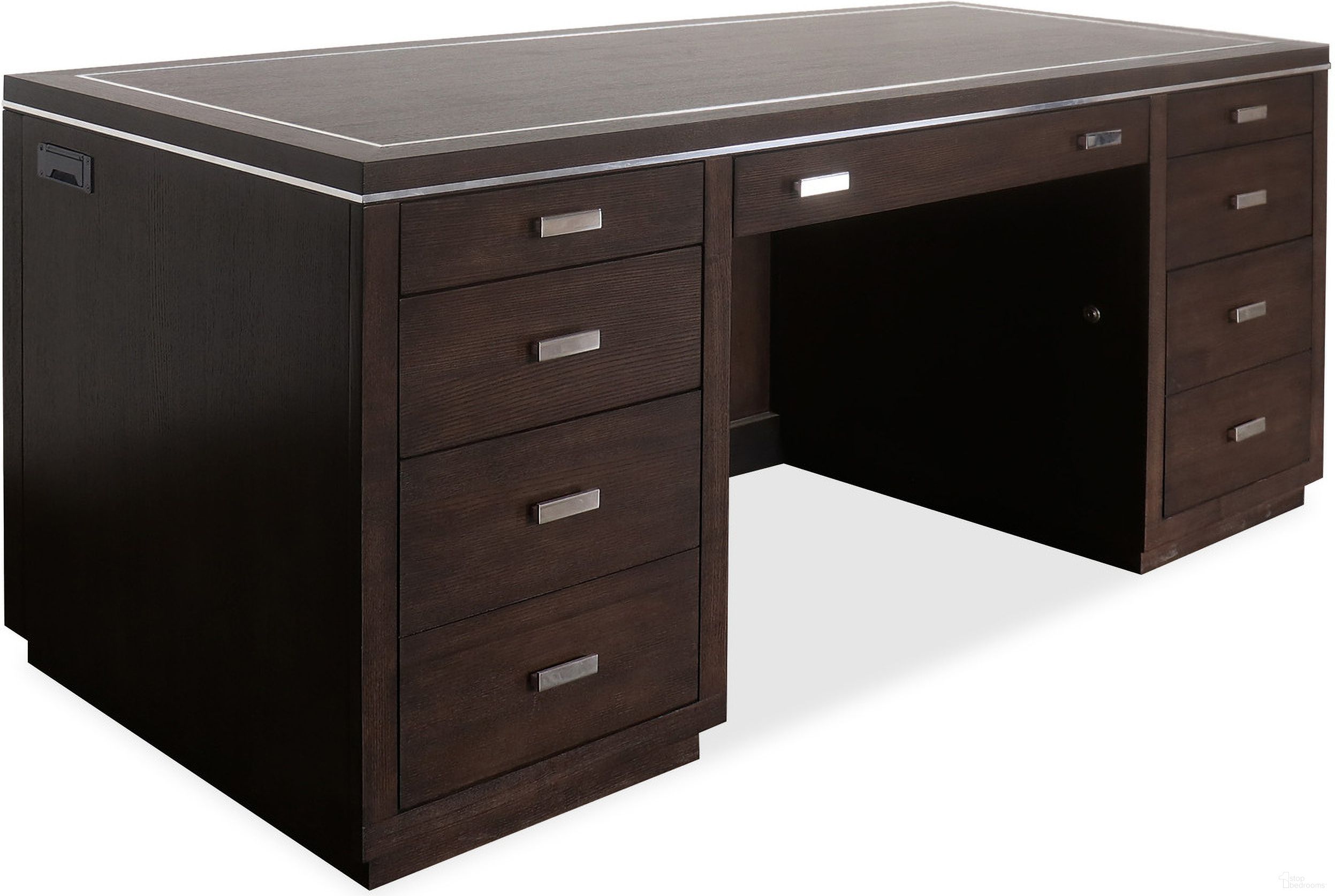 The appearance of House Blend Junior Executive Desk designed by Hooker in the transitional interior design. This dark wood piece of furniture  was selected by 1StopBedrooms from Work Your Way Collection to add a touch of cosiness and style into your home. Sku: 5892-10660-85. Material: Ash Veneer.