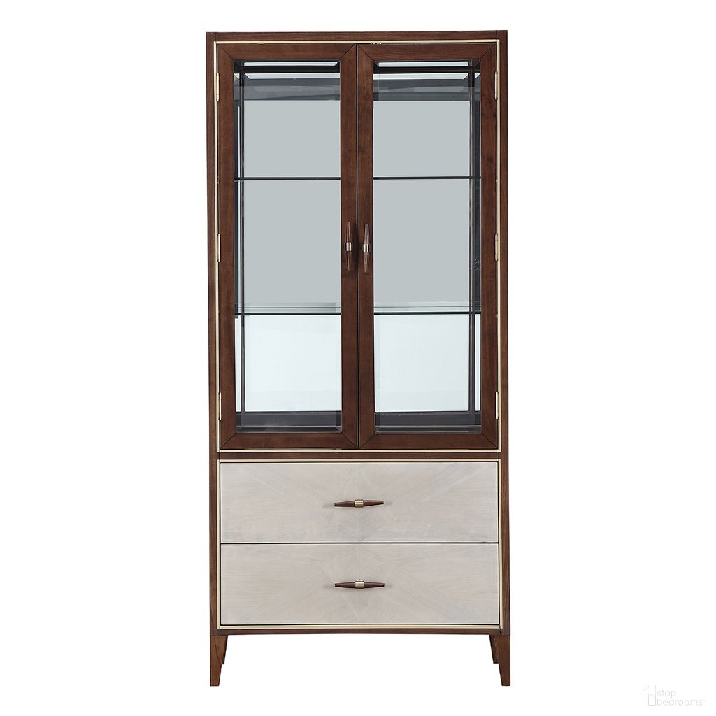 The appearance of Houston Display Cabinet In Walnut designed by Michael Amini in the transitional interior design. This walnut piece of furniture  was selected by 1StopBedrooms from Houston Collection to add a touch of cosiness and style into your home. Sku: 9095209-416. Material: Birch.