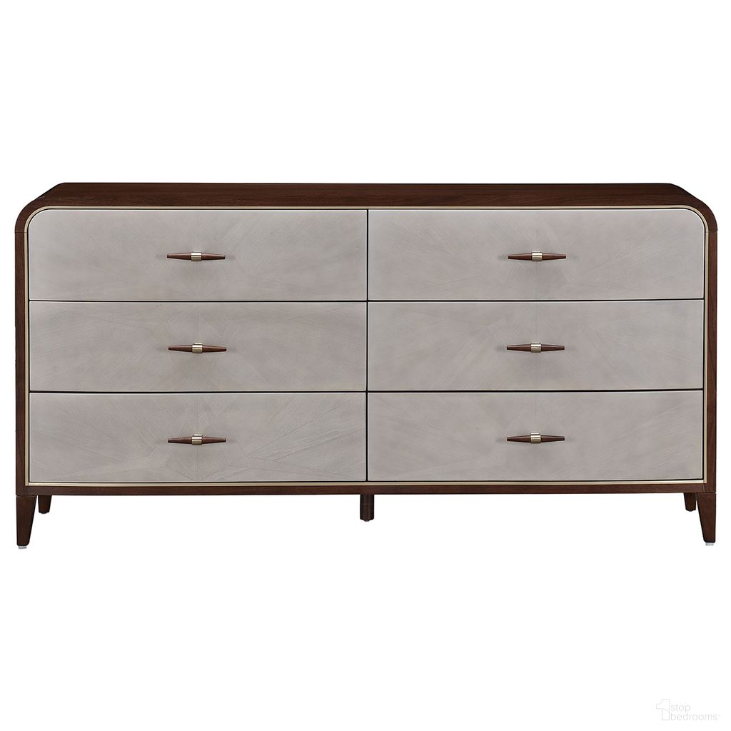 The appearance of Houston Dresser In Walnut designed by Michael Amini in the transitional interior design. This walnut piece of furniture  was selected by 1StopBedrooms from Houston Collection to add a touch of cosiness and style into your home. Sku: 9095050SA-416. Material: Birch.