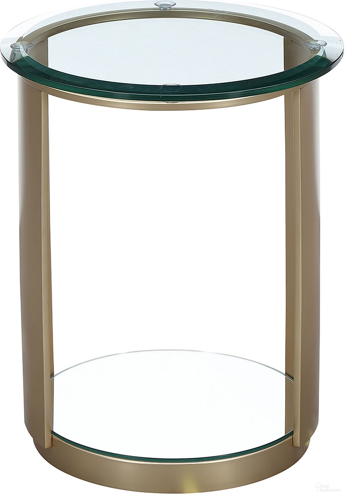 The appearance of Houston Round Chairside Table In Brushed Gold designed by Michael Amini in the transitional interior design. This brushed gold piece of furniture was selected by 1StopBedrooms from Houston Collection to add a touch of cosiness and style into your home. Sku: 9095222-816. Material: Birch.