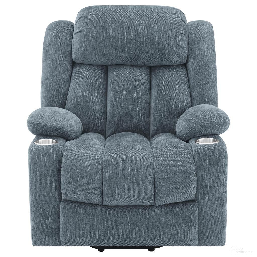 The appearance of Houston Upholstered Power Lift Recliner In Slate Blue designed by Coaster in the traditional interior design. This slate blue piece of furniture was selected by 1StopBedrooms from Houston Collection to add a touch of cosiness and style into your home. Sku: 602294P. Material: Upholstered.