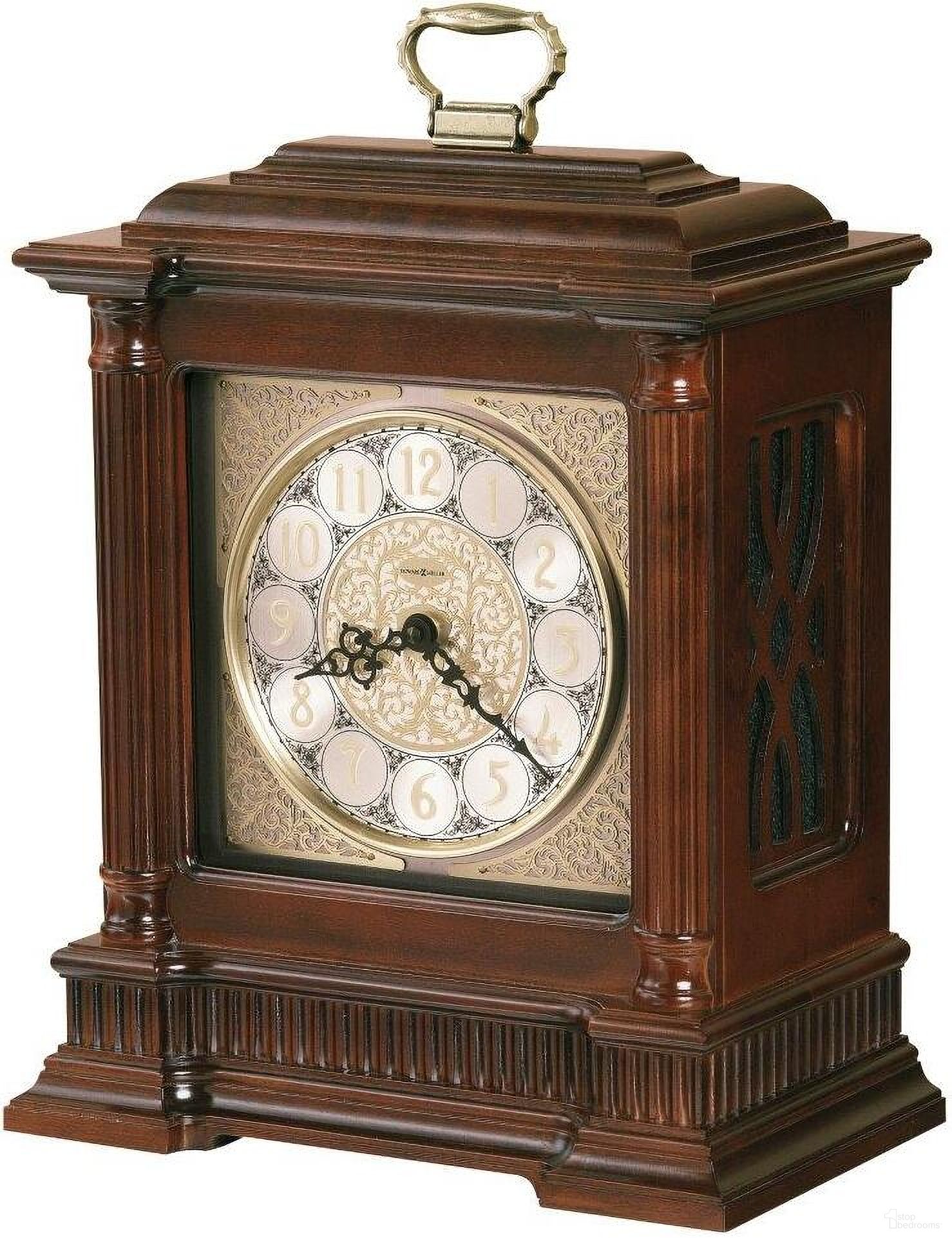 The appearance of Howard Miller Akron Mantel Clock designed by Howard Miller in the modern / contemporary interior design. This dark brown piece of furniture  was selected by 1StopBedrooms from  to add a touch of cosiness and style into your home. Sku: 635125. Material: Hardwood.