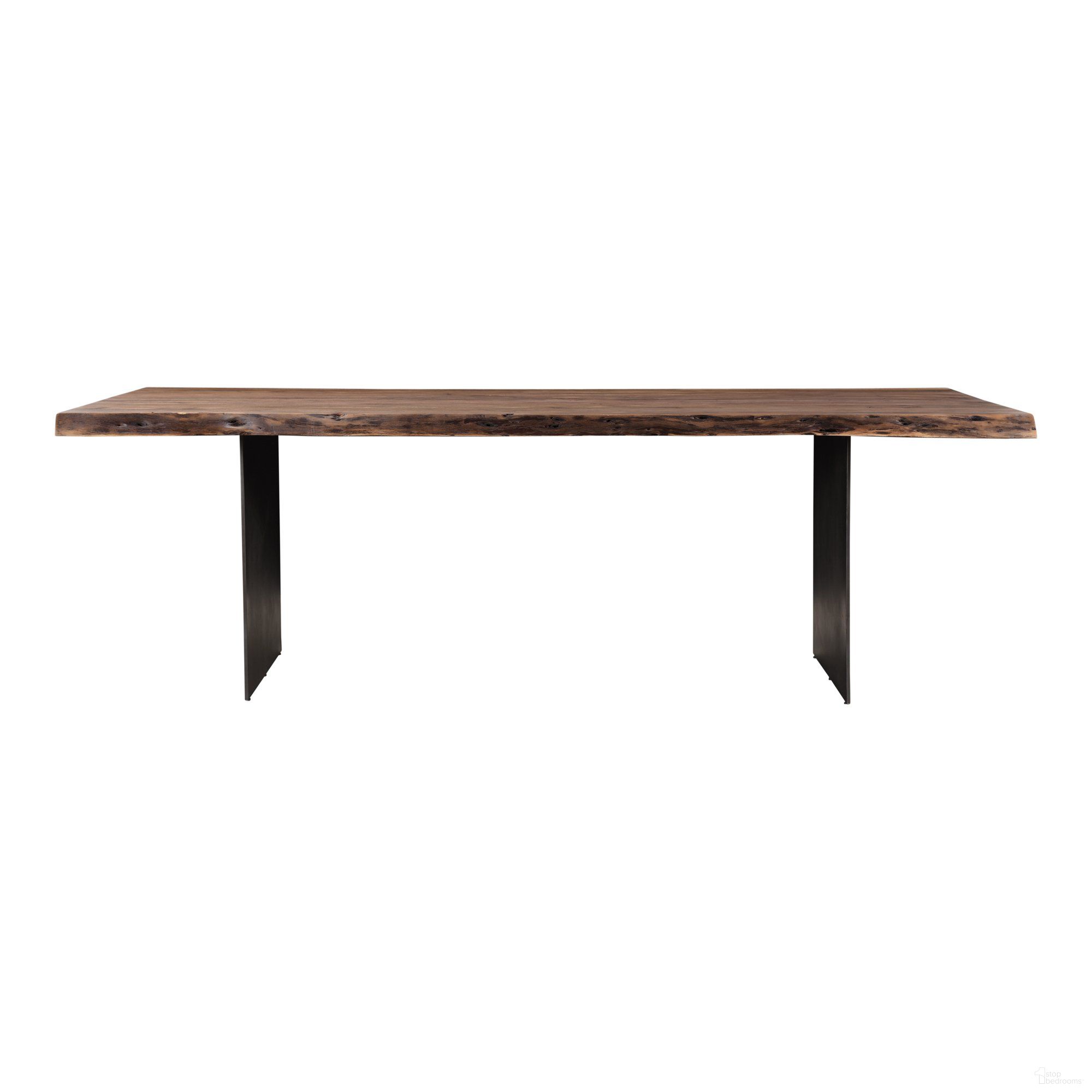 The appearance of Howell Wood Smoked And Gunmetal Dining Table designed by Moes Home in the rustic / southwestern interior design. This black and brown piece of furniture  was selected by 1StopBedrooms from Howell Collection to add a touch of cosiness and style into your home. Sku: VE-1084-03-0. Table Base Style: Double Pedestal. Material: Wood. Table Top Shape: Rectangular. Size: 38" x 94".